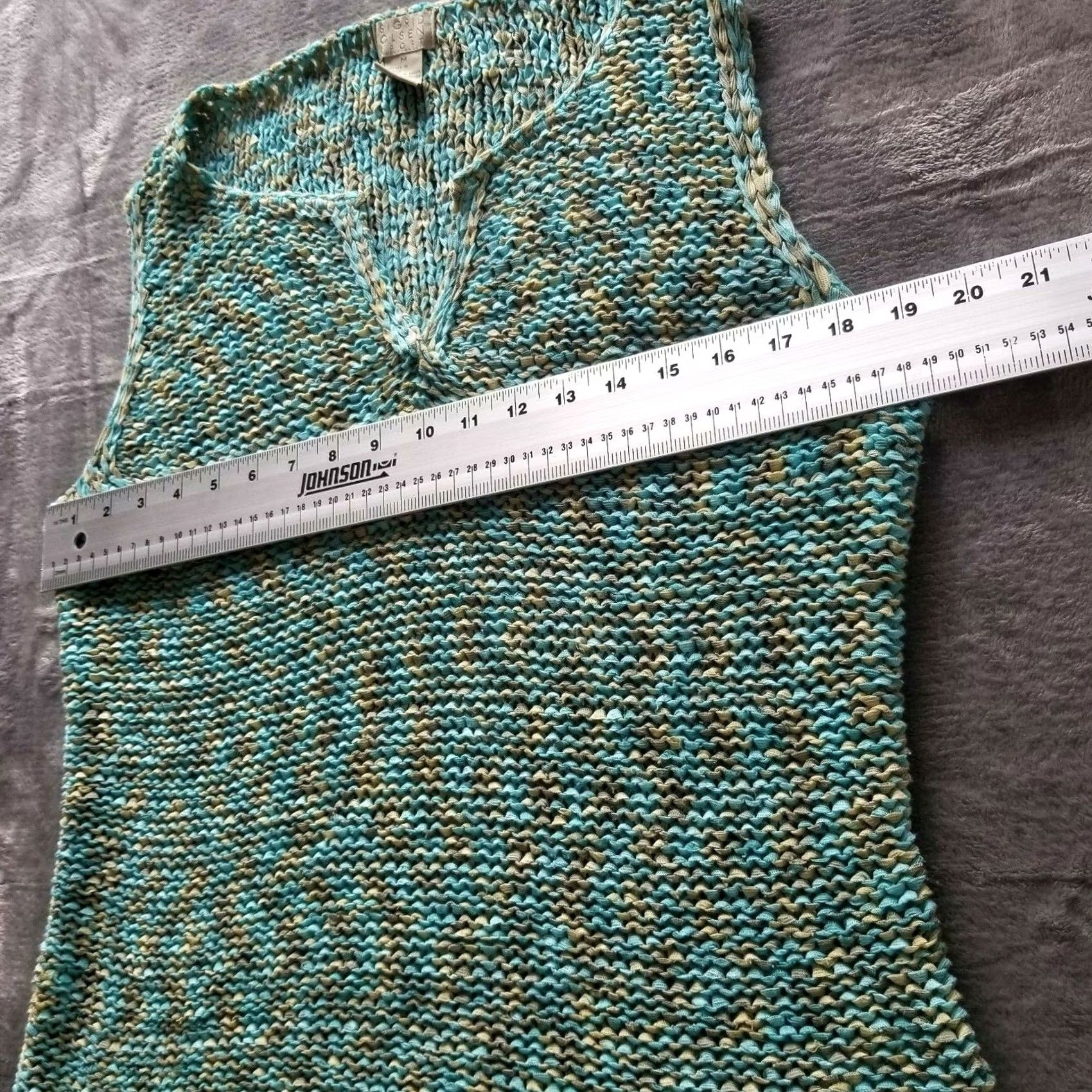 Vintage Sigrid Olsen Sport Tank Top Womens Medium Split Neck Sleeveless Knit Blue Green V-Neck Sleeveless Pullover Casual Size M / US 6-8 / IT 42-44 - 3 Thumbnail