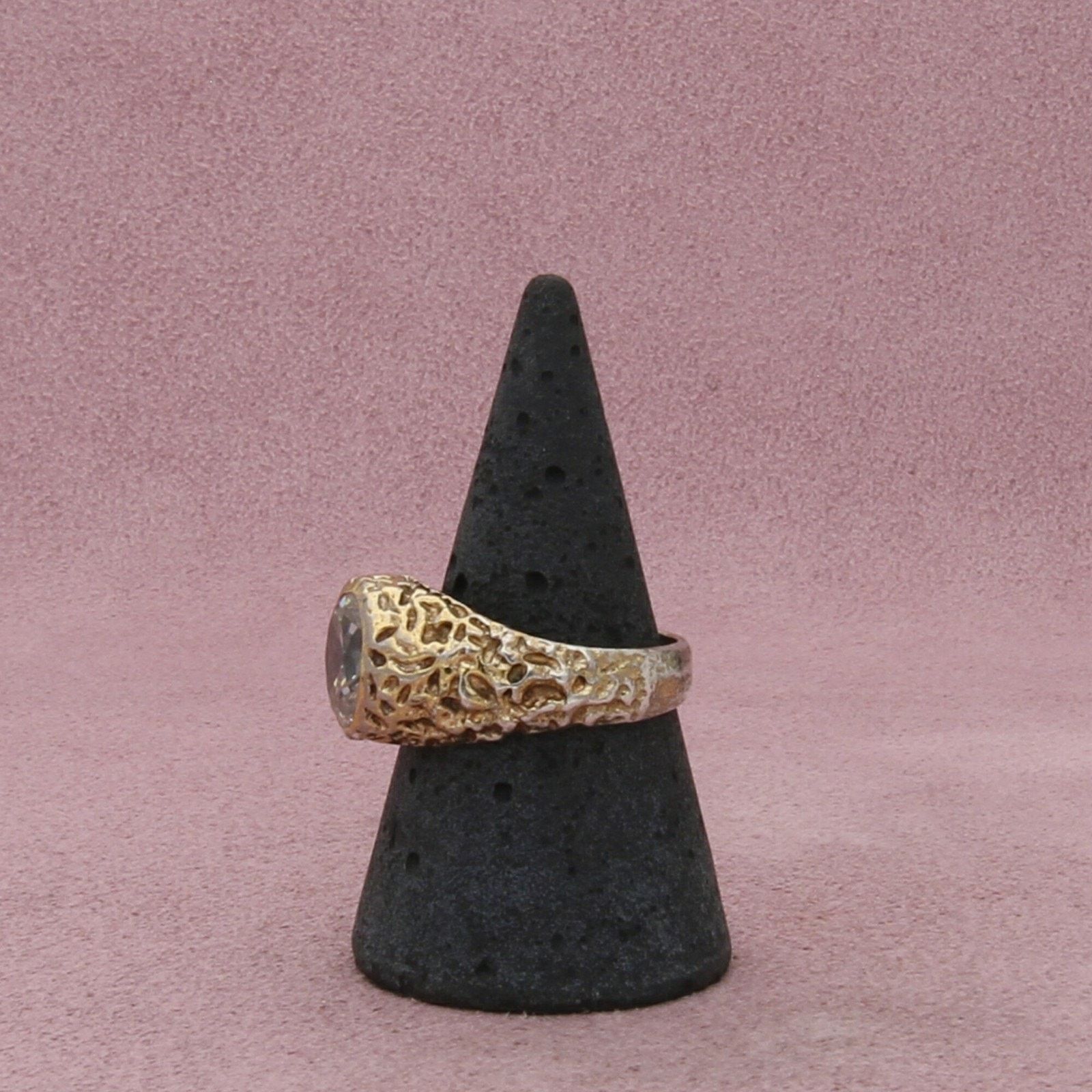 Sterling Silver sterling silver vintage gold tone textured cz ring size 8.75 Size ONE SIZE - 4 Thumbnail