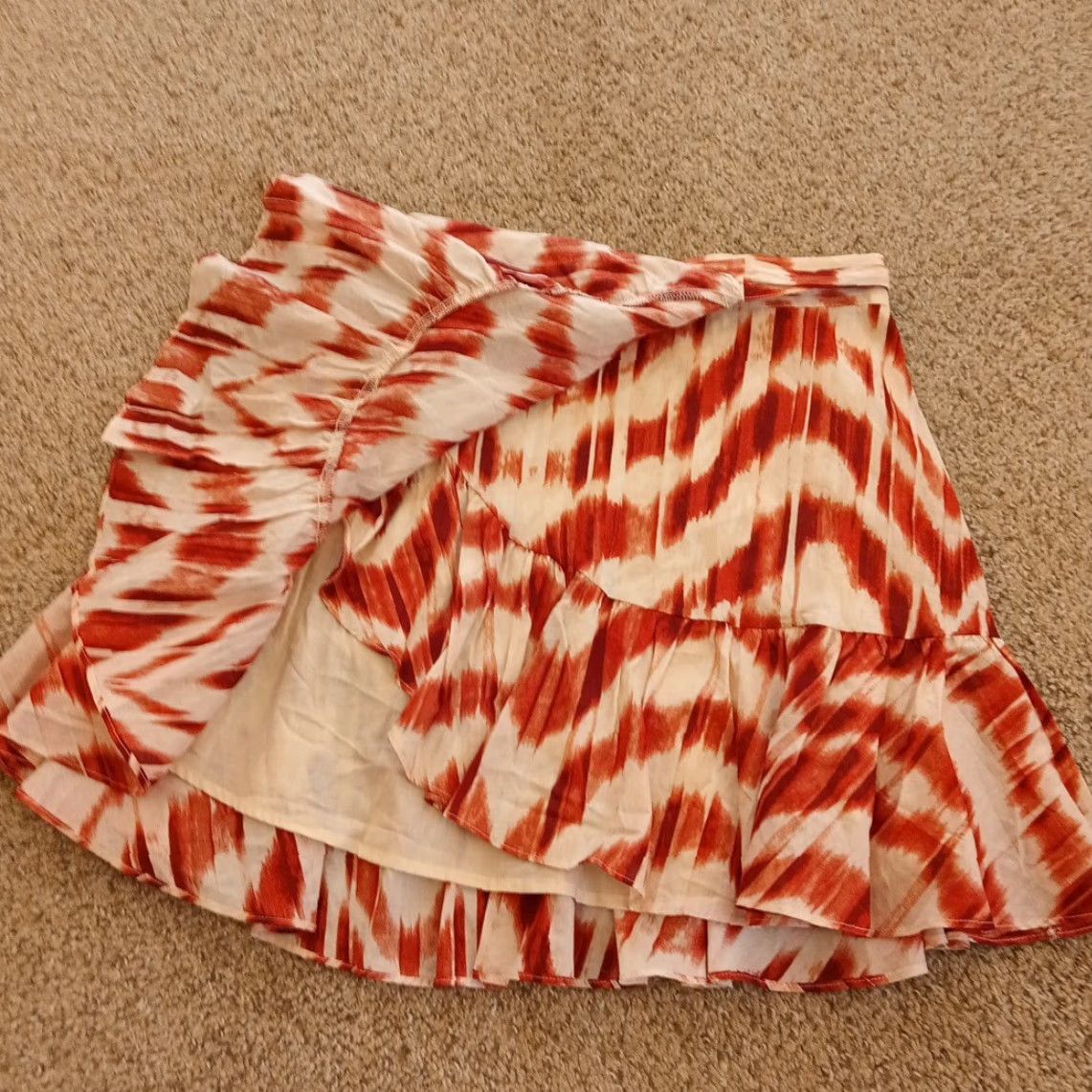 Banana Republic Banana Republic Skirt PXS Petites Short Red Geometric Flare Lined Belted Pull On Women Size 26" / US 2 / IT 38 - 6 Thumbnail
