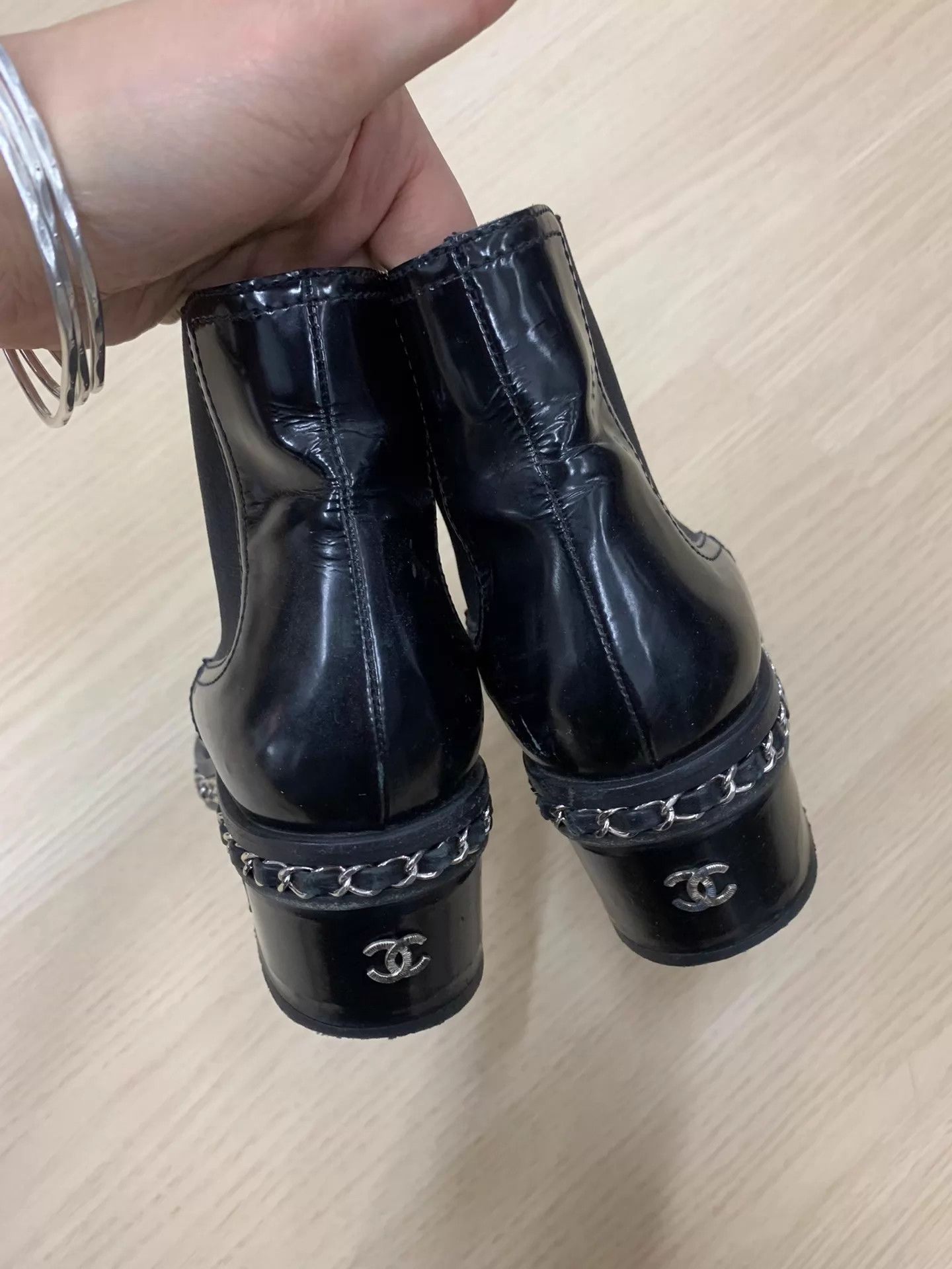 Chanel Chanel Black Chain Leather Boot 36.5 Like New Size US 6 / IT 36 - 3 Thumbnail
