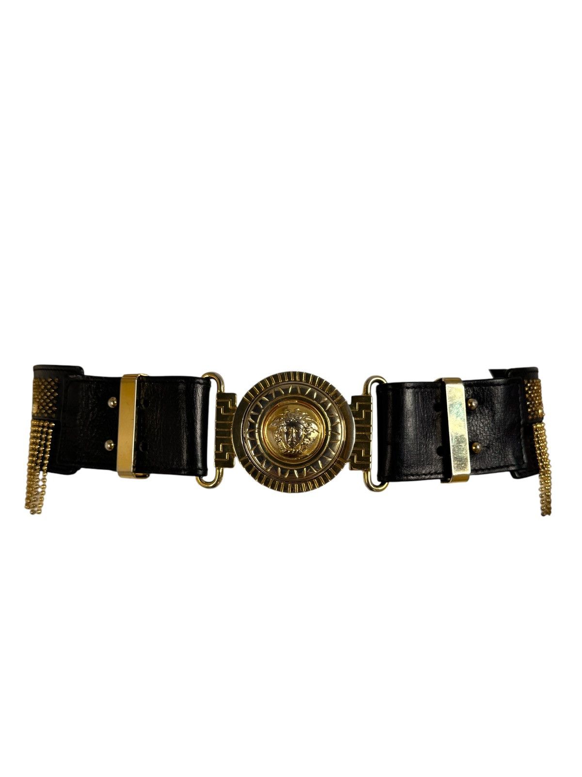 Versace Gianni Versace Vintage 90s Leather Belt with Medusa & Fringe Size ONE SIZE - 1 Thumbnail