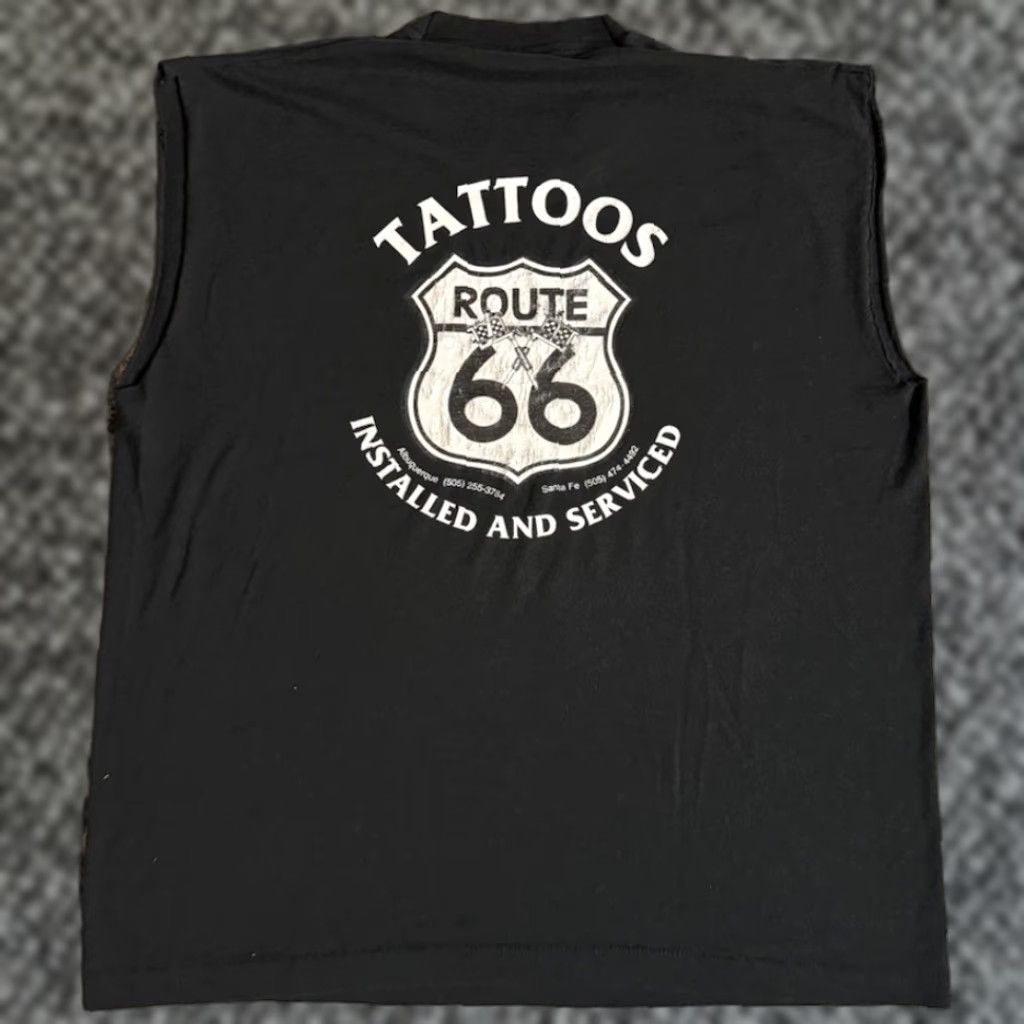 Fruit Of The Loom VINTAGE Route 66 Tattoos New Mexico T Shirt XL Black Cotton 90s Biker Tattoo MC Harley Fruit of the Loom Mens Short Sleeve Crew Neck Double-Sided Size US XL / EU 56 / 4 - 1 Thumbnail