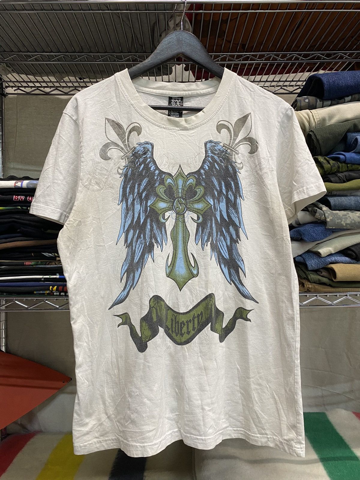 Affliction × Tapout × Vintage Y2K LIBERTY Grunge cross tee affliction tapout skate style Size US L / EU 52-54 / 3 - 1 Thumbnail