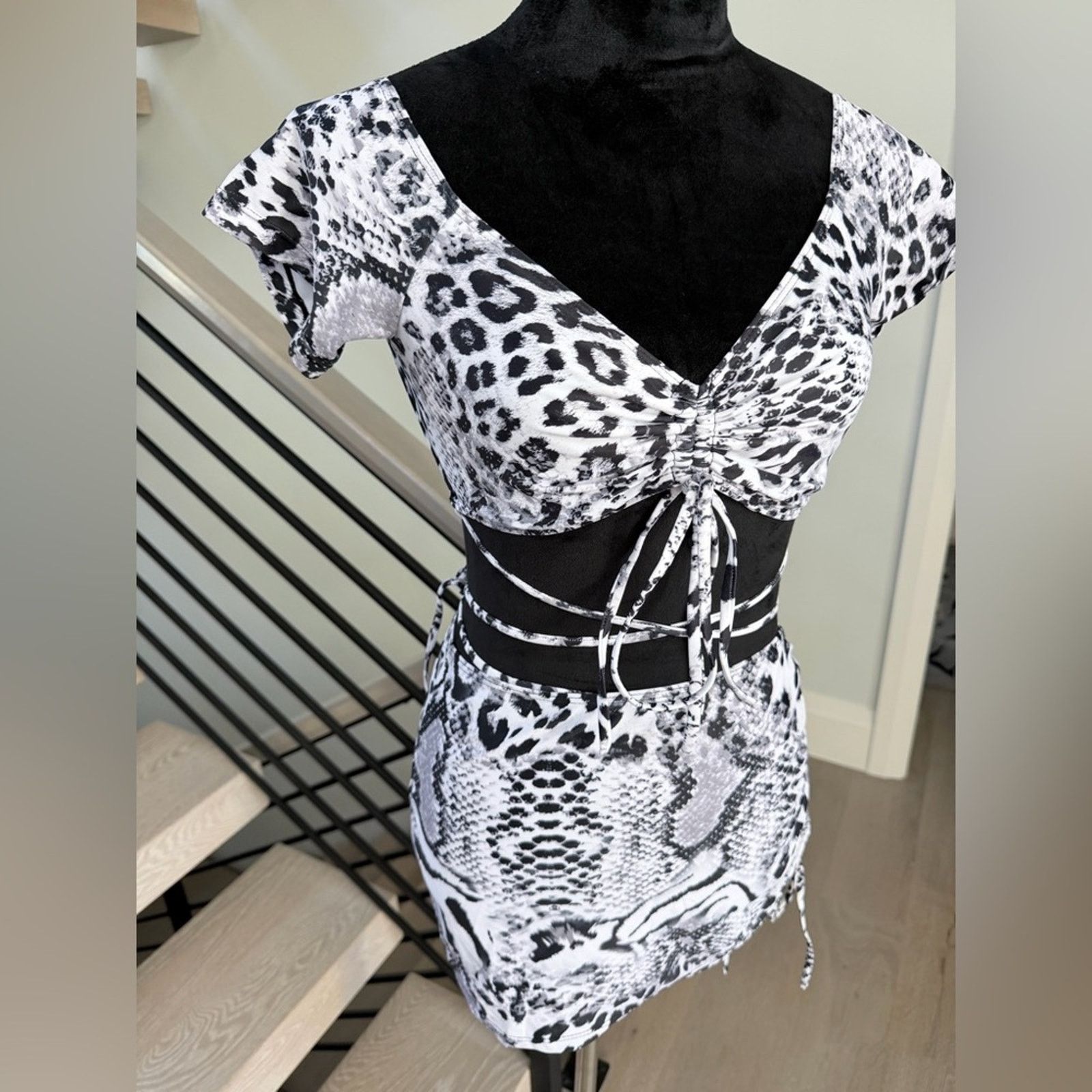 Other Snake Print 3 piece Swimsuit Swimwear Bikini Beach Set S Size ONE SIZE - 3 Thumbnail