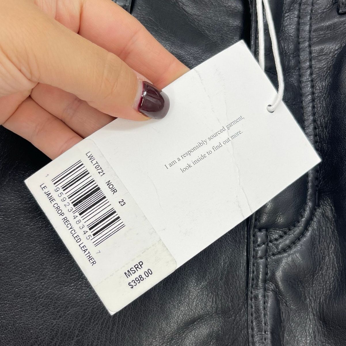 Frame FRAME | NWT Le Jane Crop Black Leather Jeans Noir Size 23 Size 23" - 7 Thumbnail