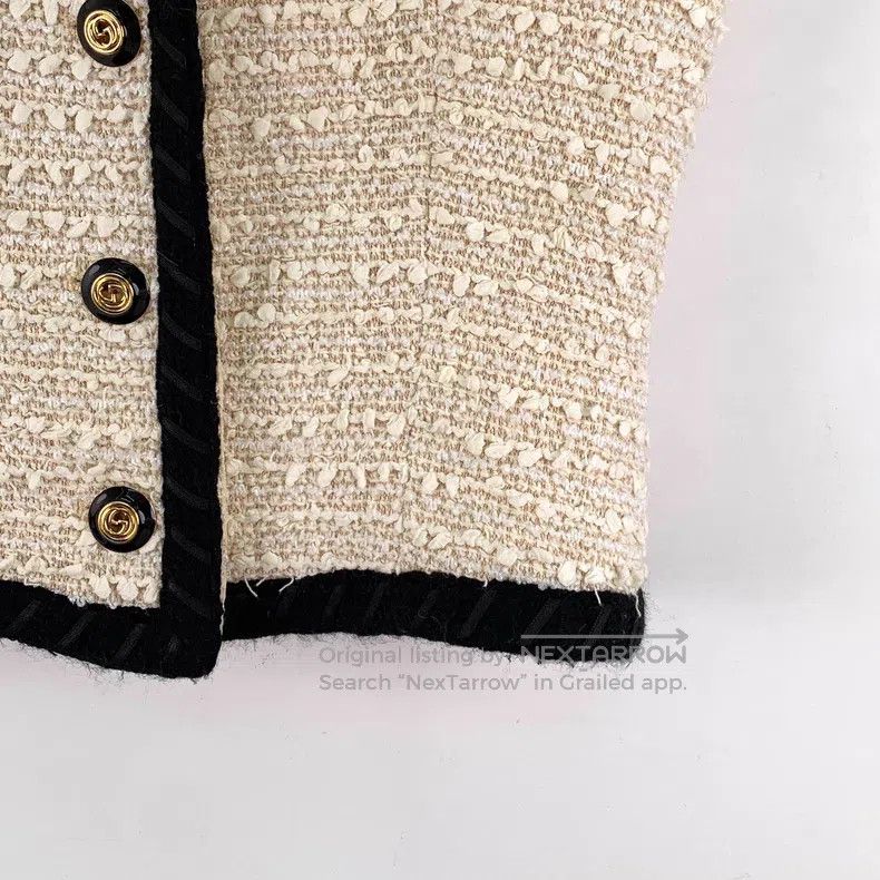 Gucci Gucci Beige cotton woven V-neck small fragrance sleeveless Size XS / US 0-2 / IT 36-38 - 4 Thumbnail