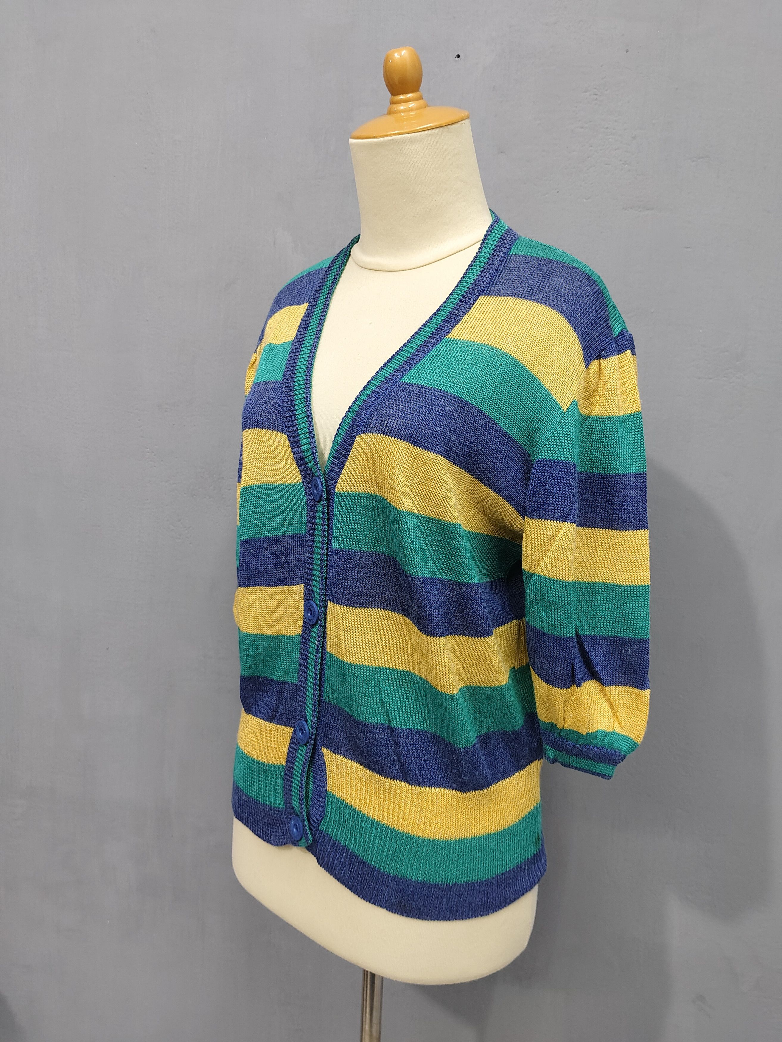 Yves Saint Laurent 80s Yves Saint Laurent Striped Short Cardigan Size M / US 6-8 / IT 42-44 - 3 Thumbnail