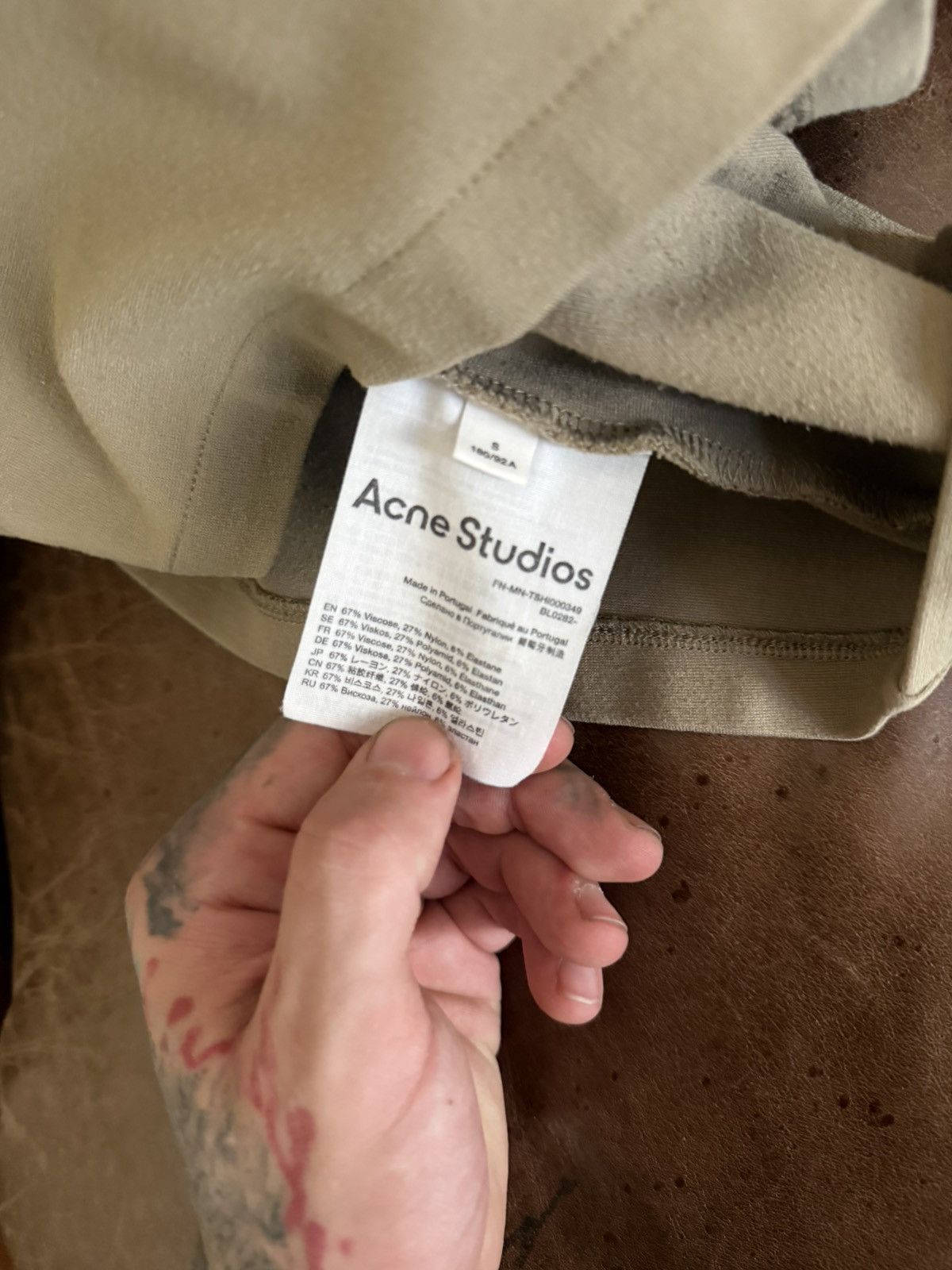 Acne Studios Acne Studios Green Olive Collar Logo Oversize Rare T-Shirt Size US S / EU 44-46 / 1 - 4 Thumbnail