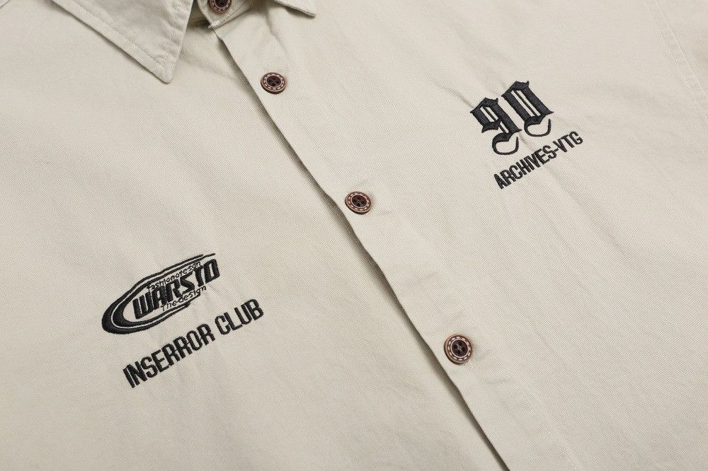 Japanese Brand × Vintage Men's embroidered letter patchwork loose casual work shirt Size US M / EU 48-50 / 2 - 4 Thumbnail