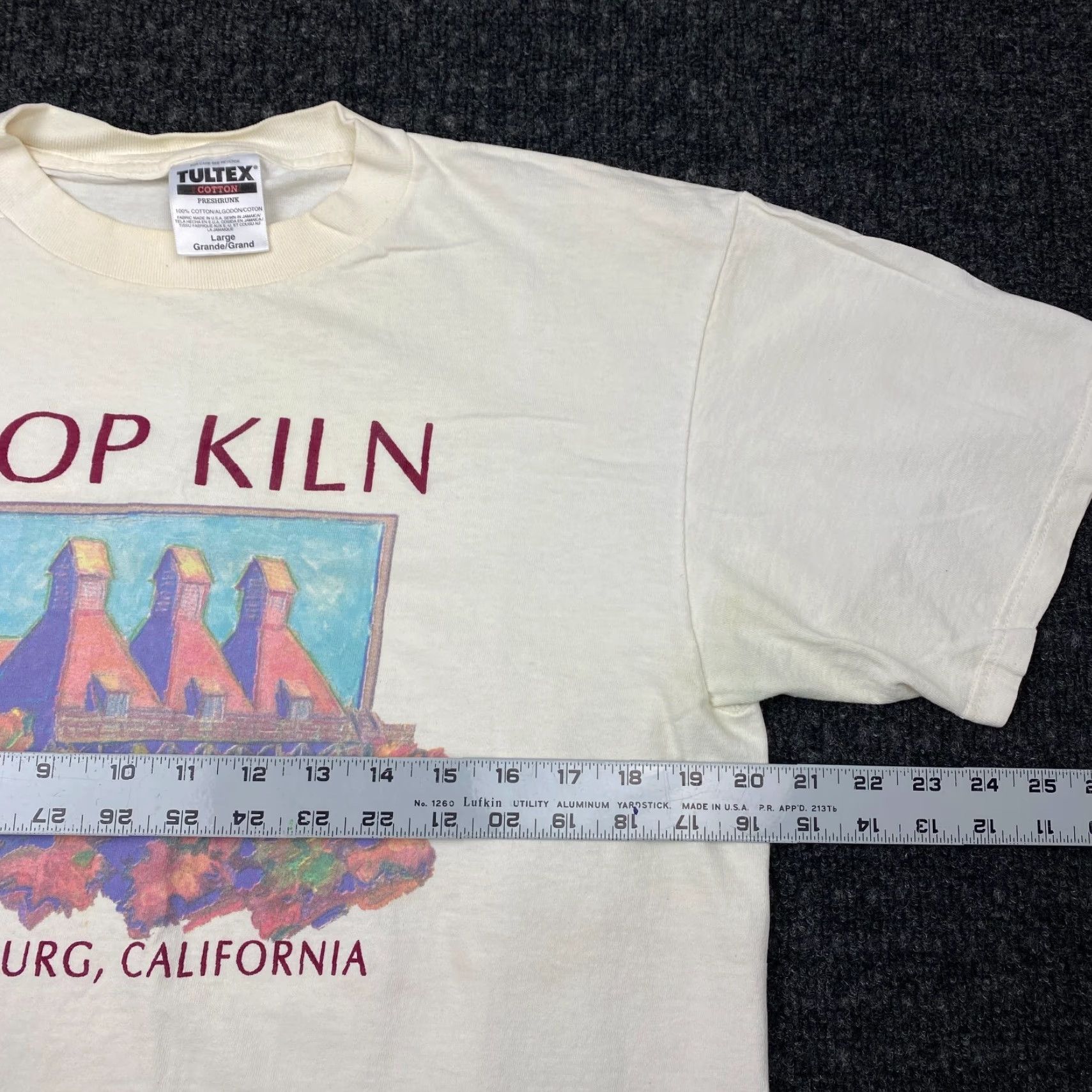 Tultex VINTAGE Tultex T-Shirt Beige Cream California USA Short Sleeve Crew Neck L Unisex Adults 90s Hippie Outdoor Graphic Print Size US L / EU 52-54 / 3 - 5 Thumbnail