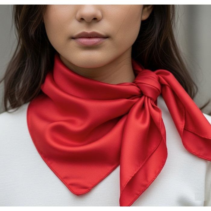 Other ❤️New Elegant Square Silky Scarf Bandana RED Hiyab Solid Sof Size ONE SIZE - 1 Thumbnail