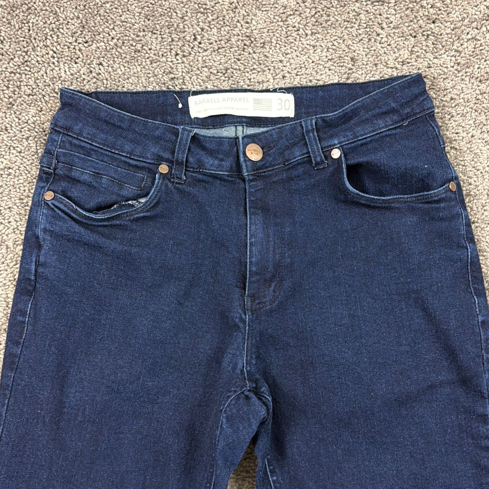 Vintage Barbell Apparel Jeans Mens 30 Straight Slim Fit Dark Wash Denim USA Made Size US 28 / EU 44 - 2 Thumbnail