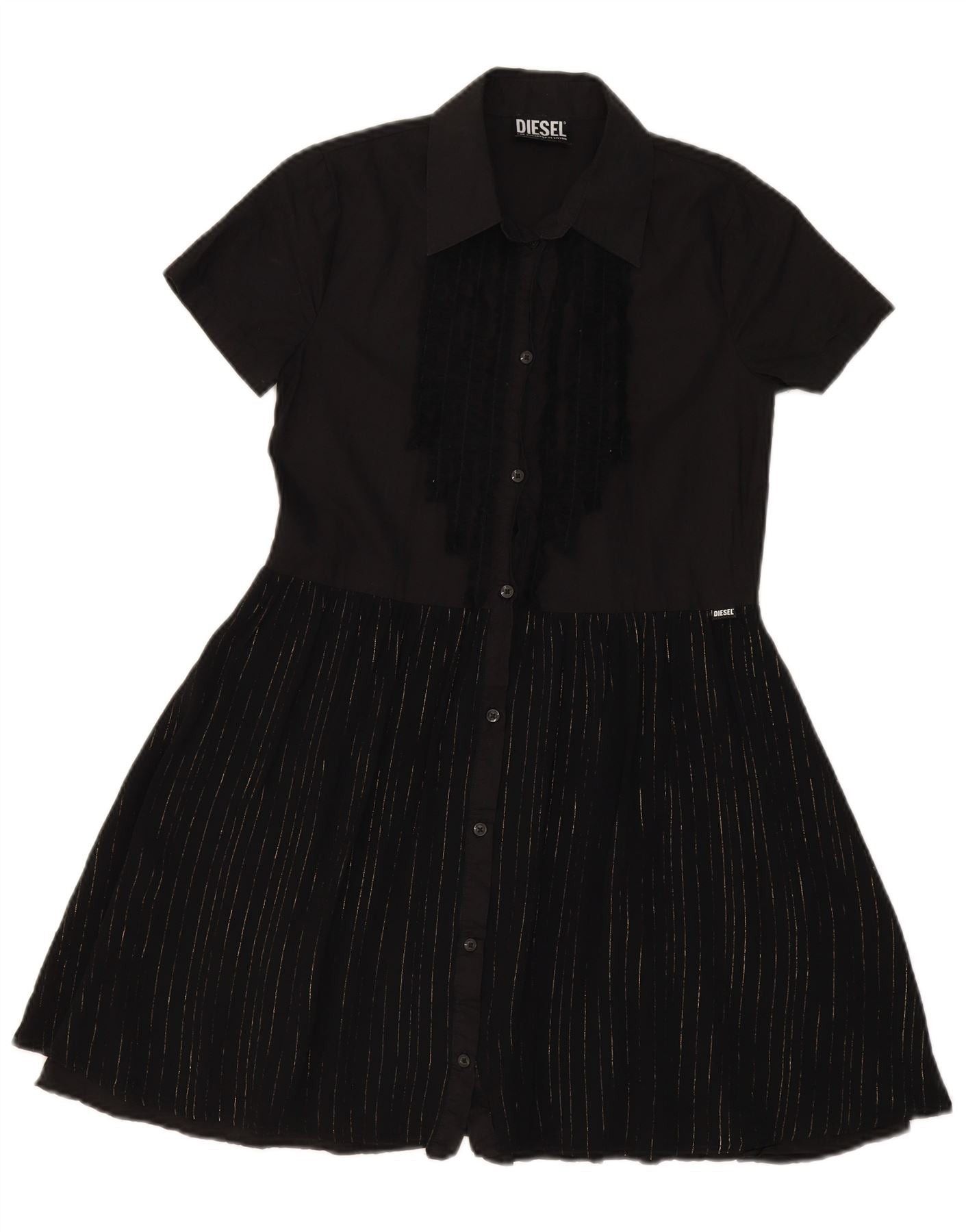 Diesel Girls A-Line Dress 11-12 Years Black Striped Rayon Size XXS / US 00 / IT 34 - 1 Thumbnail
