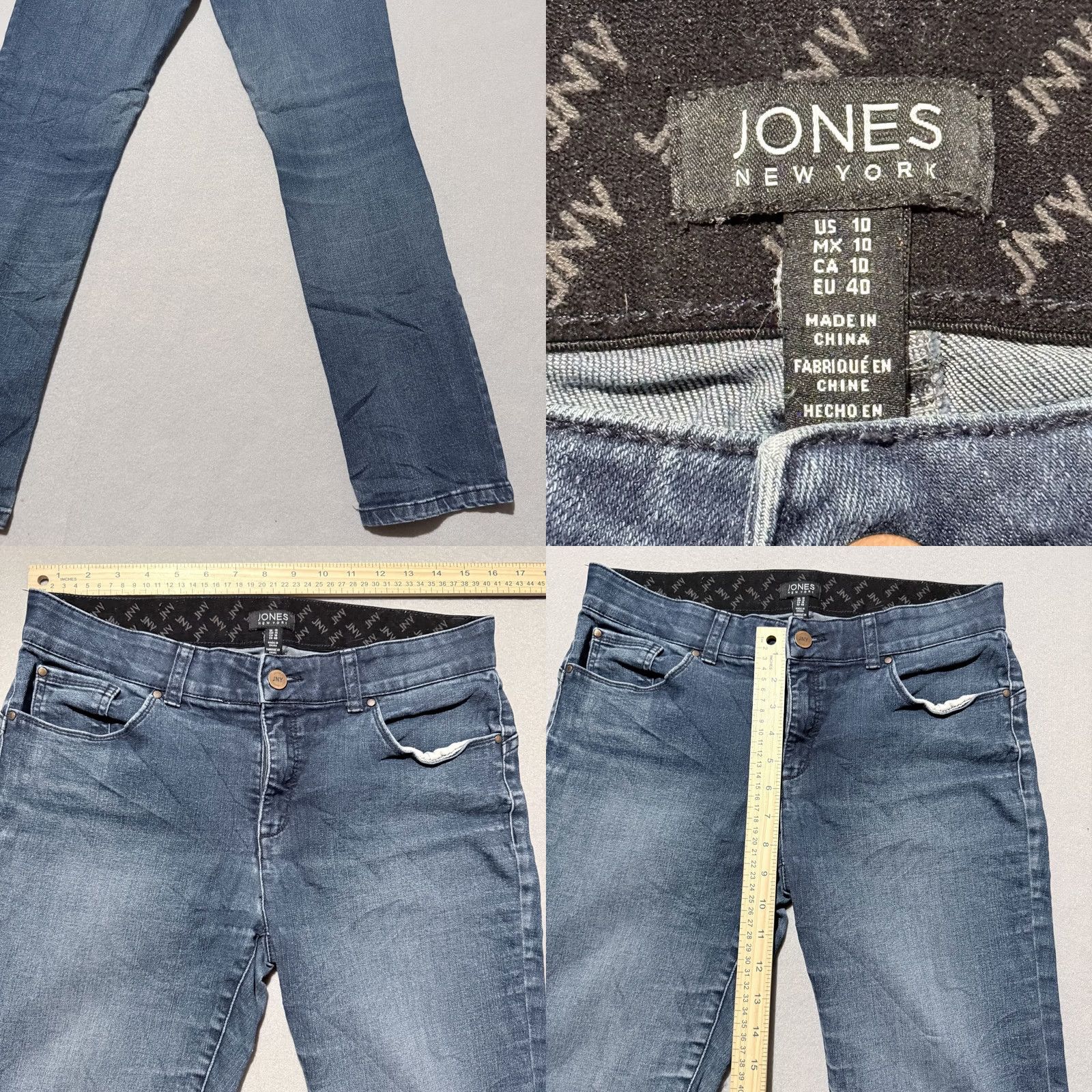 Jones New York Jones New York Jeans Women's Blue Denim Mid Rise Distressed Slim Fit Skinny - 10 Size 32" / US 10 / IT 46 - 8 Thumbnail