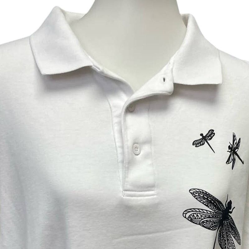 Eddie Bauer Hand Printed Mens XL Tall Dragonfly Short Sleeve Polo Shirt Size XL / US 12-14 / IT 48-50 - 2 Thumbnail
