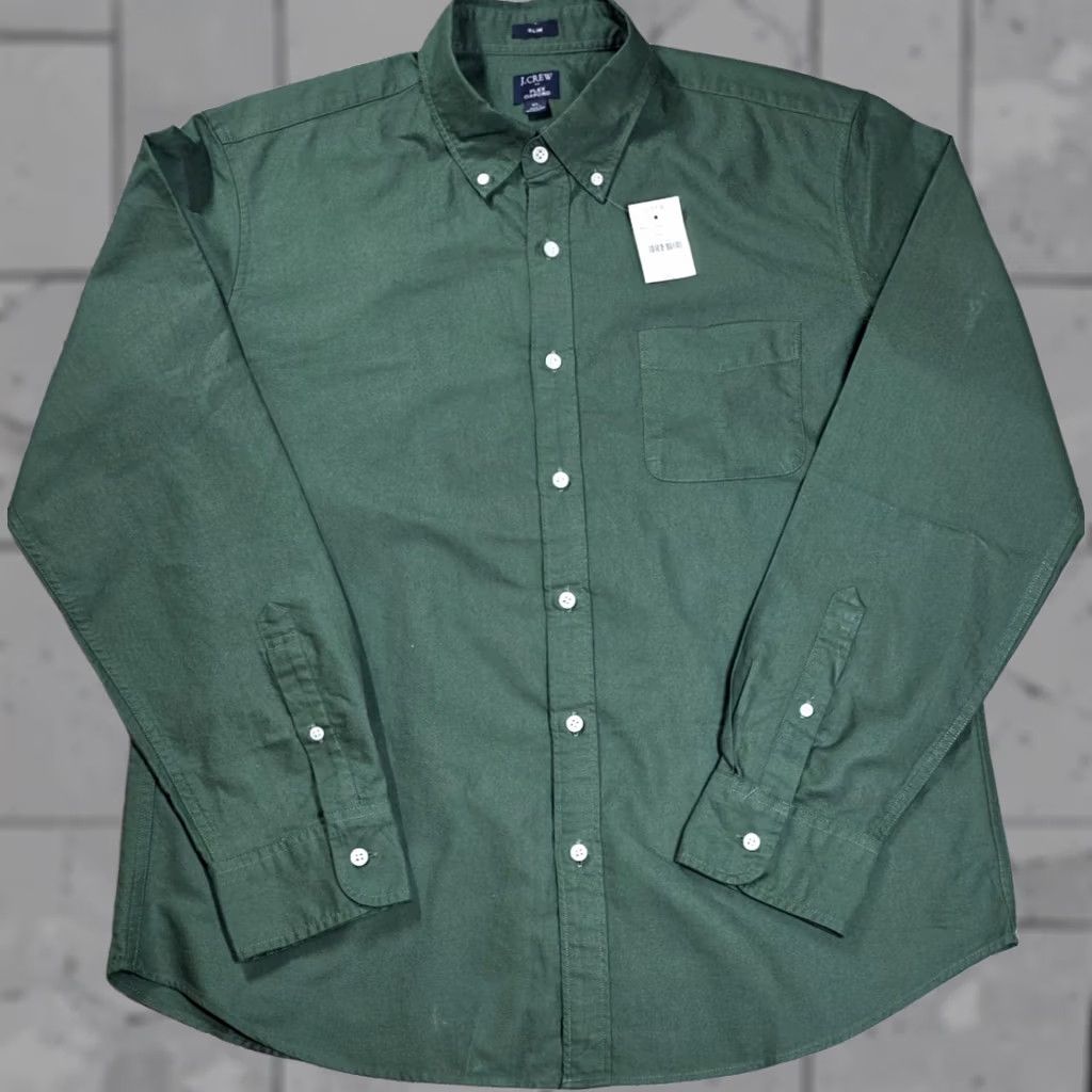 J.Crew J. Crew Button-Up Oxford Garment Dyed Green Shirt Long Sleeve XL Men OCBD Slim Fit NWT Size US XL / EU 56 / 4 - 1 Thumbnail