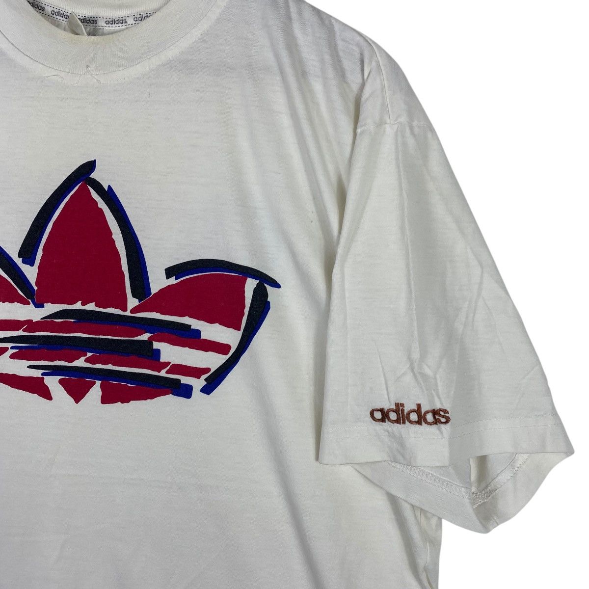 Adidas × Vintage Vintage 90’ ADIDAS ORIGINALS TREFOIL Logo Double Sided Tee Size US L / EU 52-54 / 3 - 3 Thumbnail