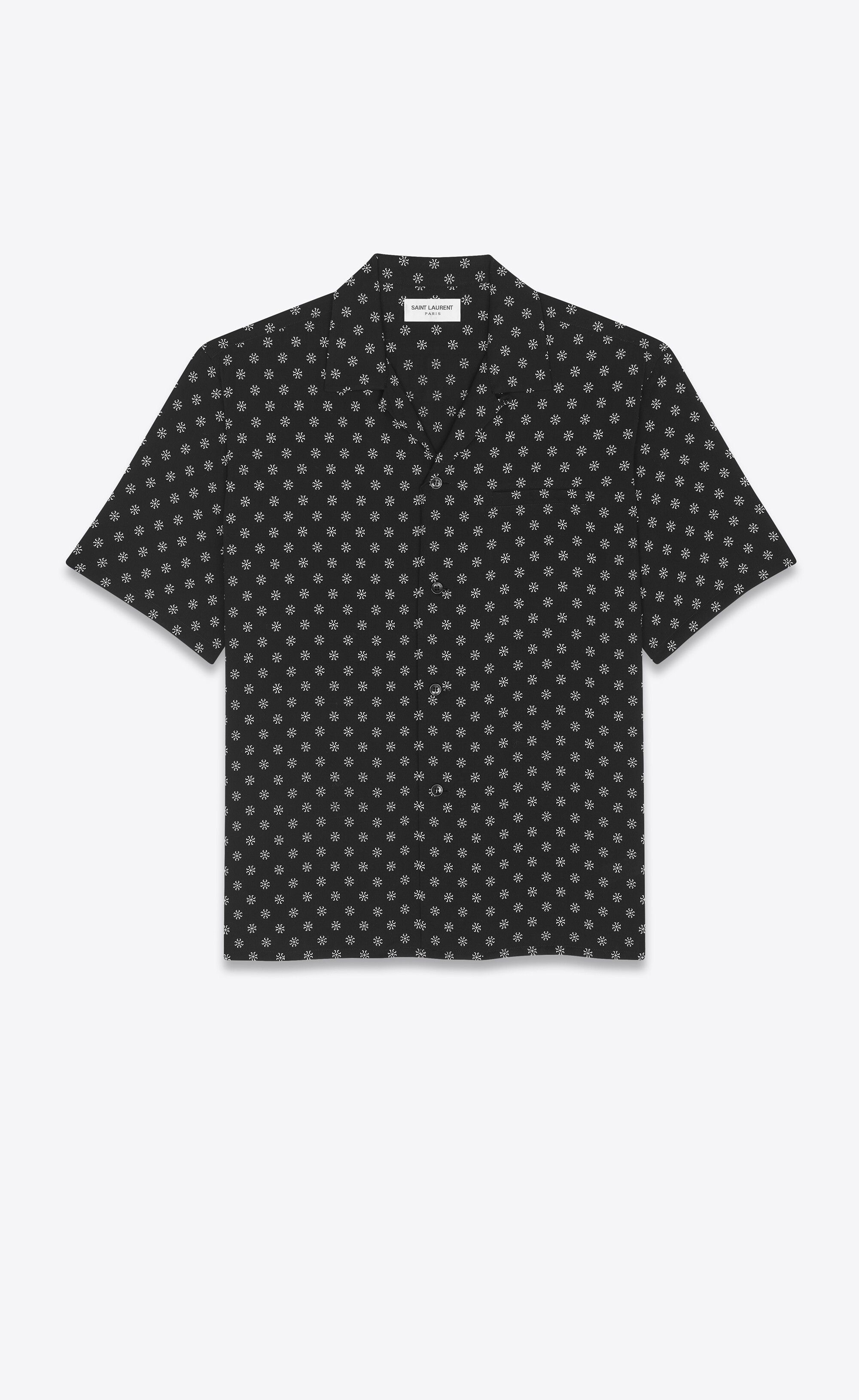 Saint Laurent Paris o1s1wg110125 531956 Shark-Collar Shirt in Dotted Viscose Size US M / EU 48-50 / 2 - 1 Thumbnail