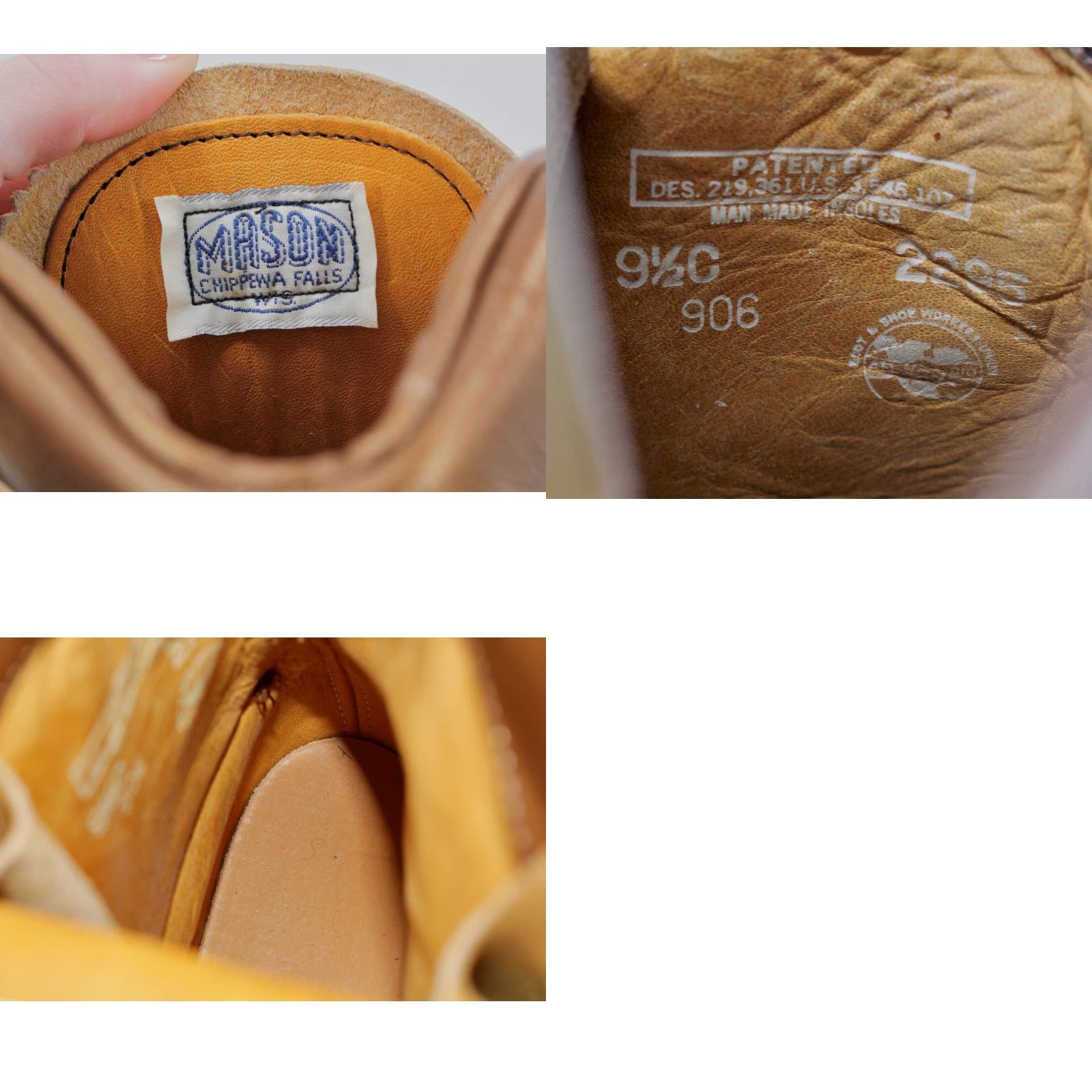 Mason's VINTAGE Mason Boots Mens 70s Leather Hiking Tan Brown 9.5 C 70s Vibram Sole Shoes Mens Size US 10 / EU 43 - 9 Thumbnail