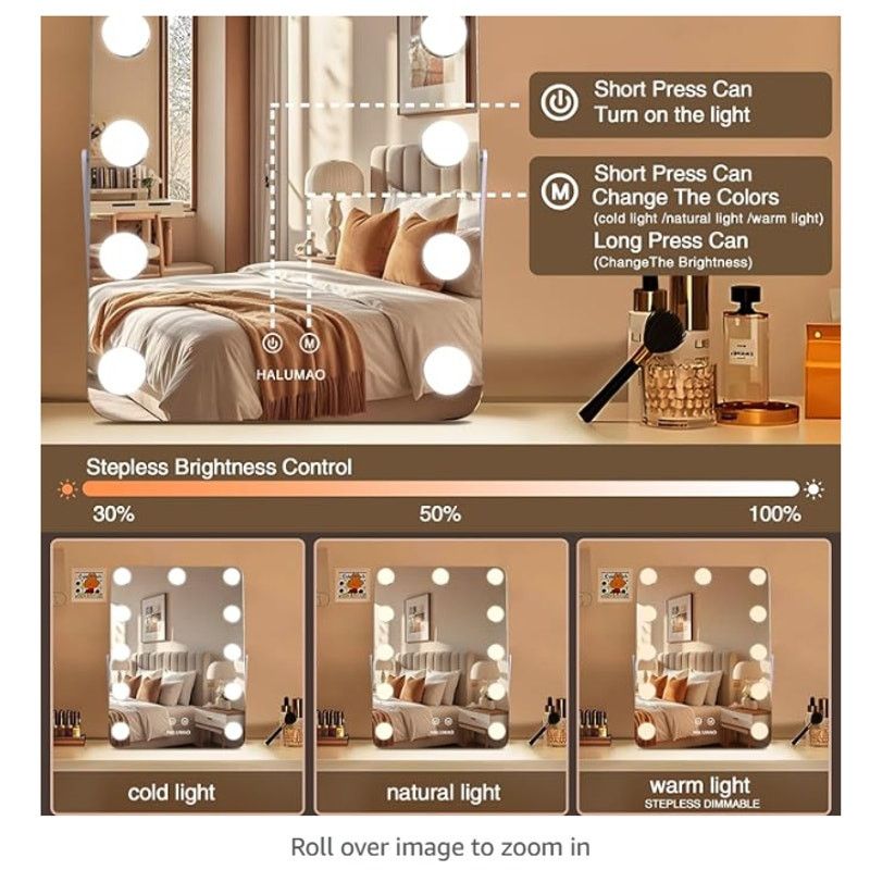 The Unbranded Brand 13.9" x 10.7" Vanity/Makeup Mirror 11 Dimmable LED Bulbs Size ONE SIZE - 4 Thumbnail