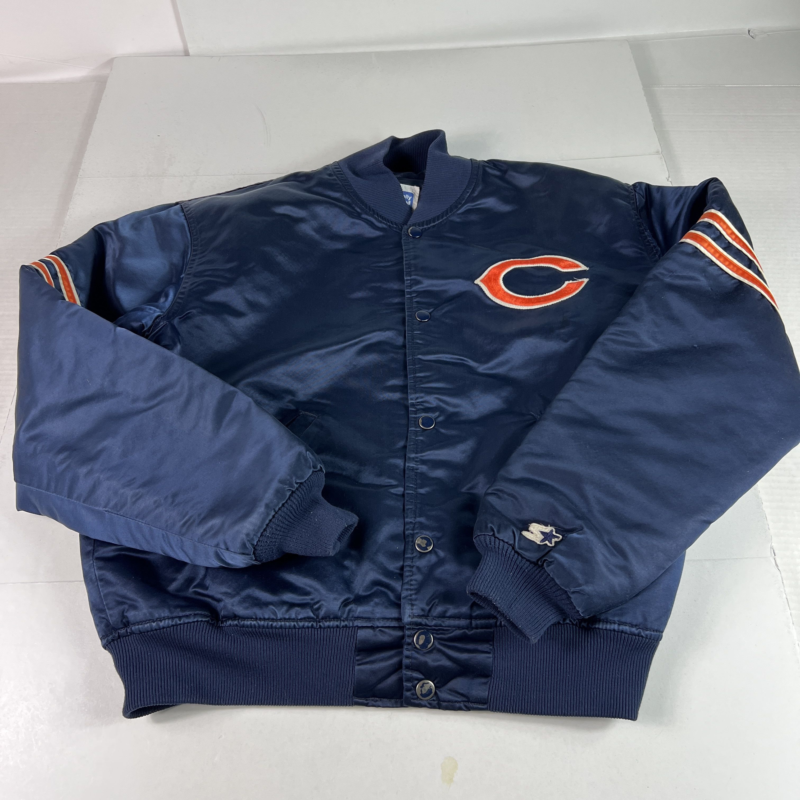 Starter VTG Starter Chicago Bears Satin Jacket Snap Button Bomber Size US L / EU 52-54 / 3 - 1 Thumbnail