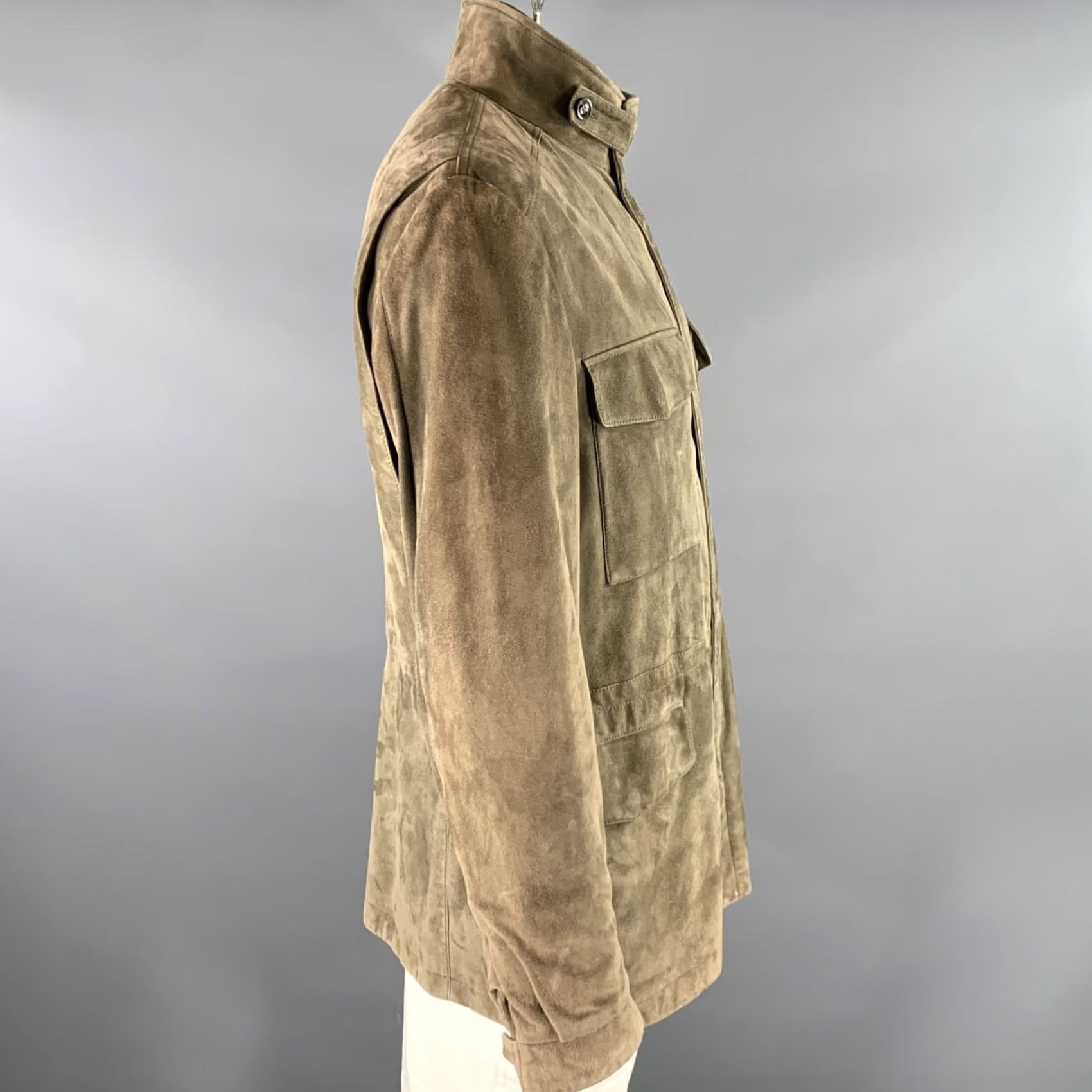 Loro Piana LORO PIANA Suede Field Jacket XXL Khaki Solid Size US XXL / EU 58 / 5 - 3 Thumbnail