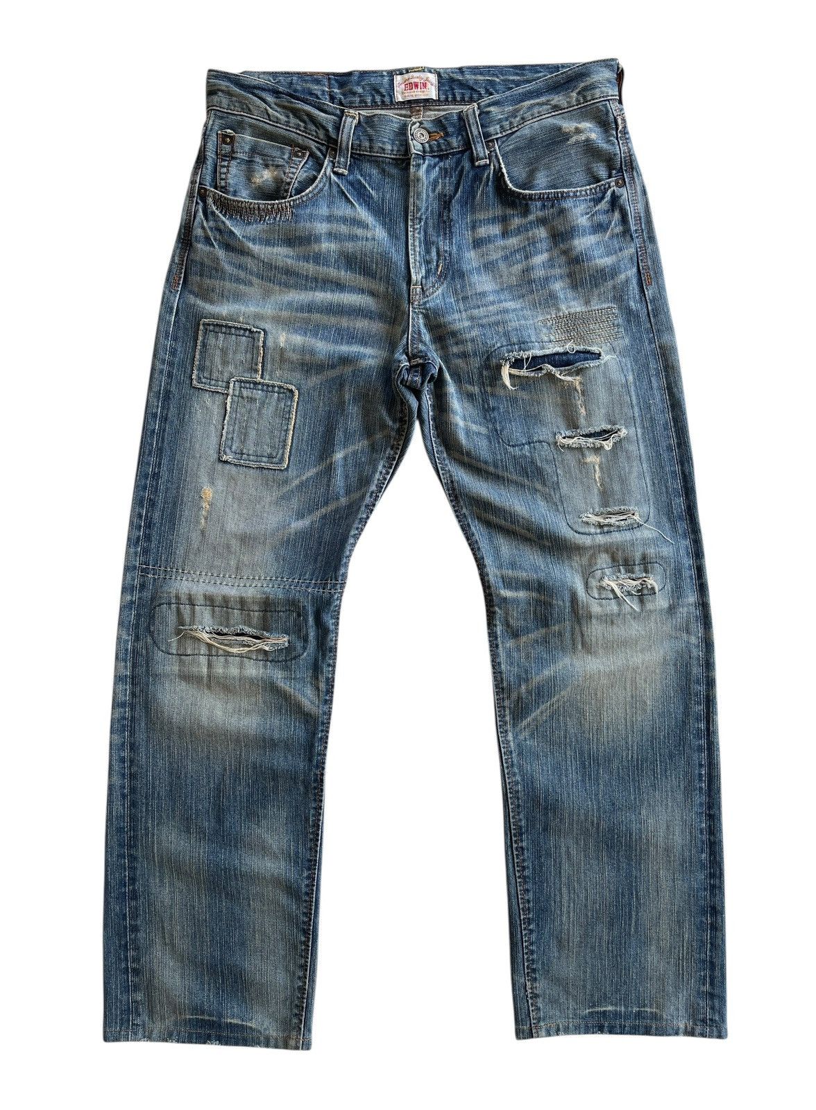 Vintage Edwin Sashiko Boro Patchwork Distressed Denim