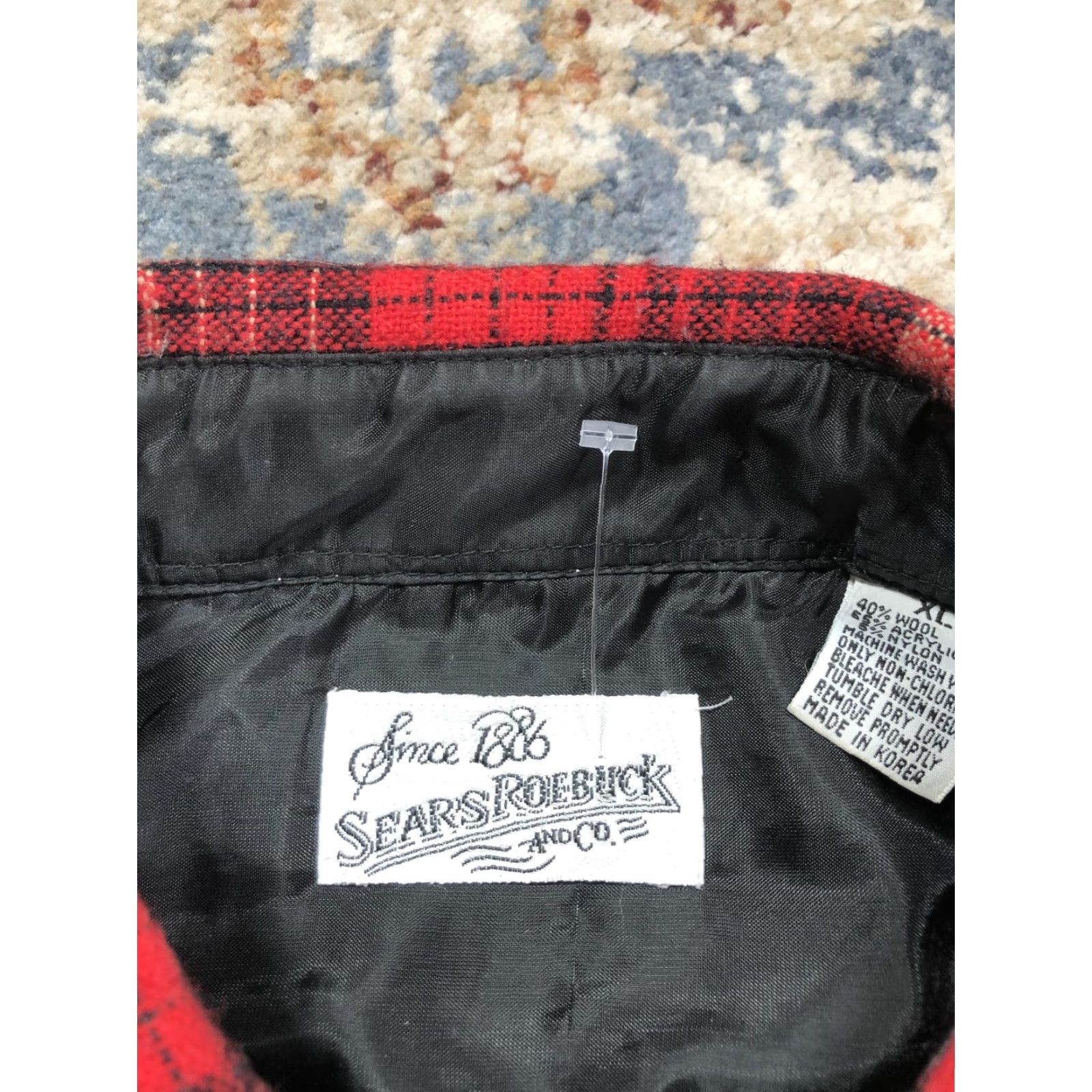 Sears VINTAGE Sears Roebuck & Co Shirt Mens XL Red Plaid Wool Lined Flannel Workwear Size US XL / EU 56 / 4 - 7 Thumbnail
