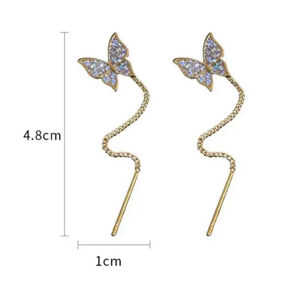 Japanese Brand × Vintage Butterfly Earrings For Women Sparkly Rhinestone Size ONE SIZE - 3 Thumbnail
