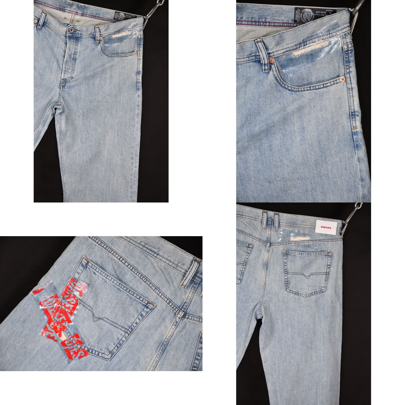 Diesel Diesel Dagh Regular Straight Jeans Men's W38 L32 Distressed Blue 100% Cotton 100% Genuine Denim Size US 38 / EU 54 - 8 Thumbnail