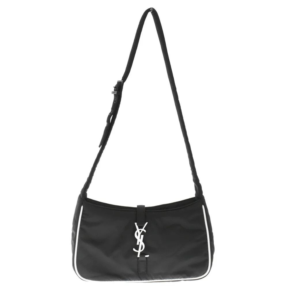 image of YVES Saint Laurent Paris Logo Hook Nylon Shoulder Bag Black, Women's