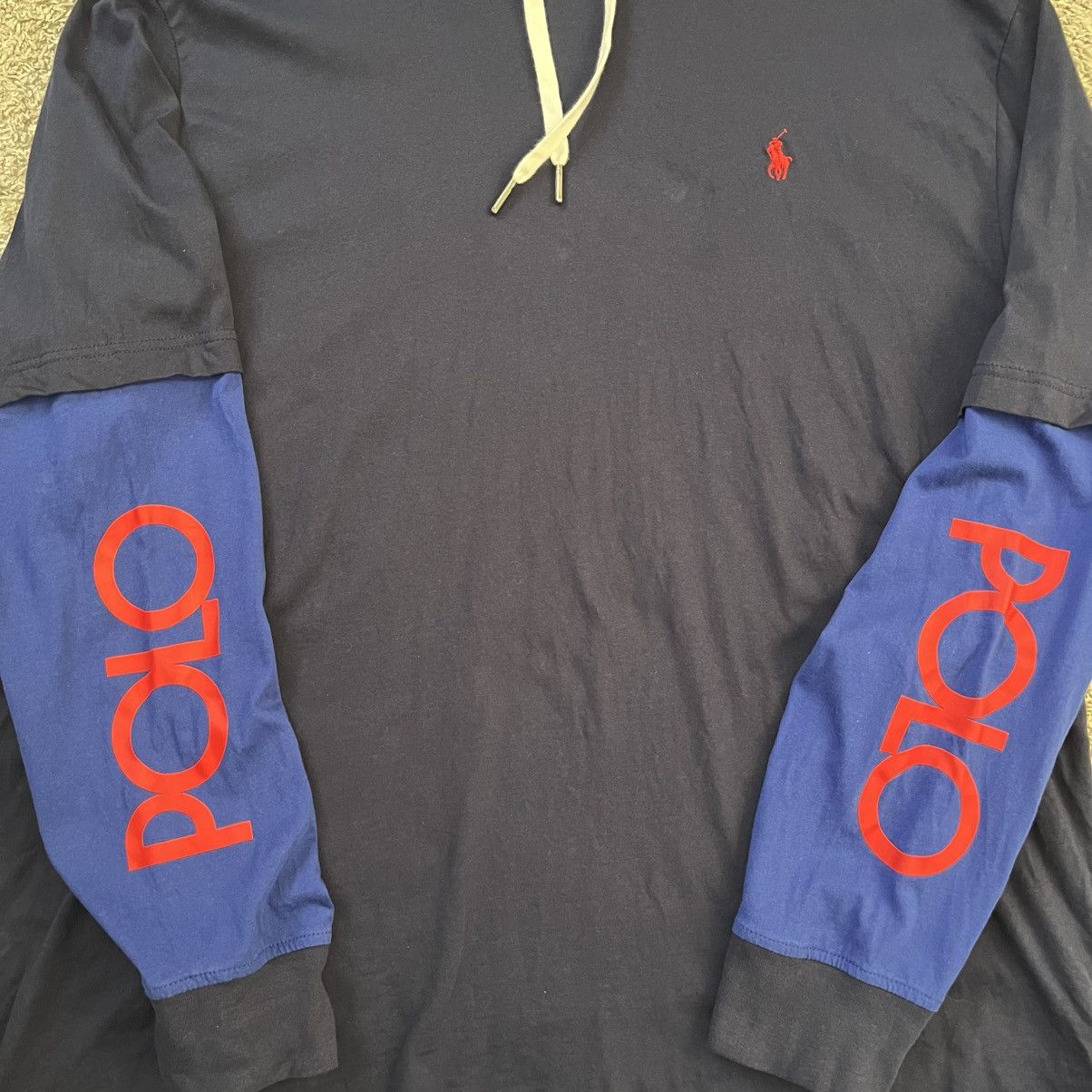 Polo Ralph Lauren 🔴Polo Ralph Lauren Longsleeves Shirt Size XL Hood Navy Size US XL / EU 56 / 4 - 3 Thumbnail