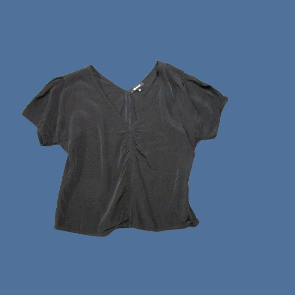 Madewell Madewell Top Womens 6 Black Jacquard Romantic Rouched V-Neck Blouse Shirt Short Sleeve Puff Sleeve Zipper Easy Care Regular Women Casual Spring Summer Size M / US 6-8 / IT 42-44 - 1 Thumbnail
