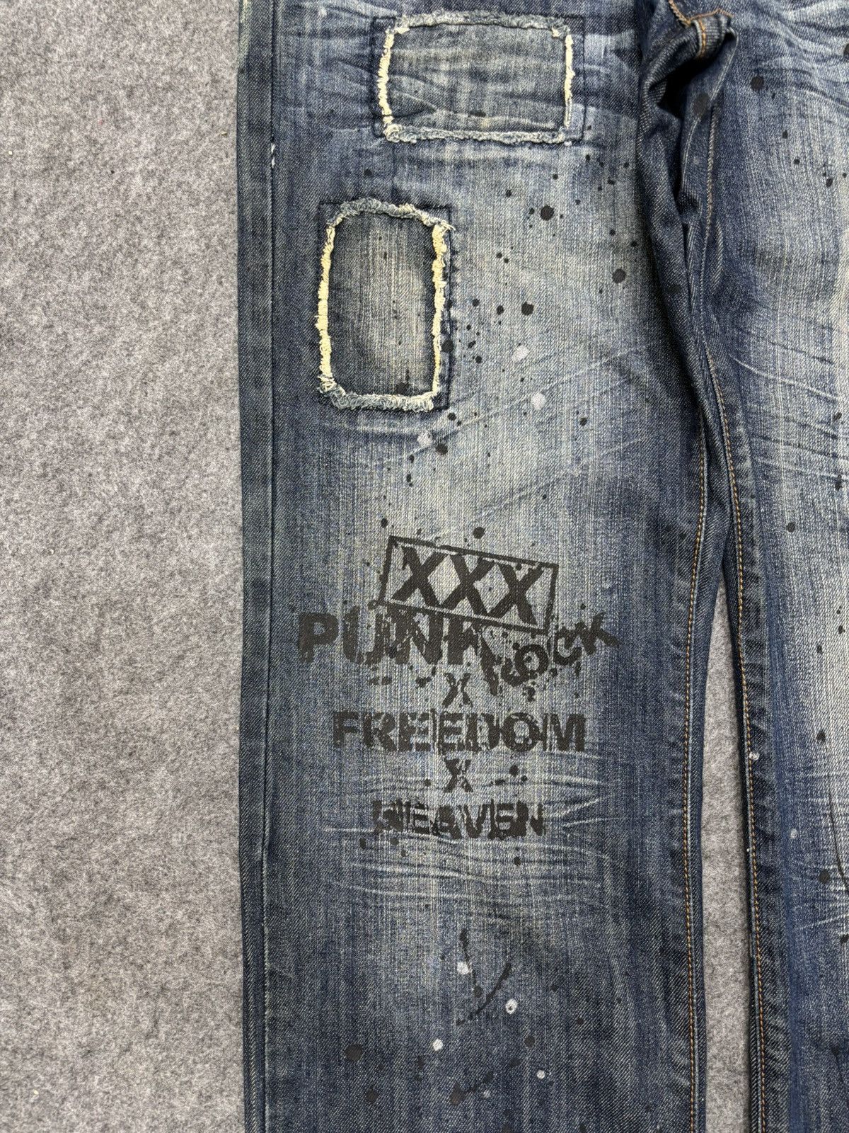 Japanese Brand Sick punk ministry PatchWork Japan Paint Splatter Denim F672 Size US 31 - 7 Thumbnail