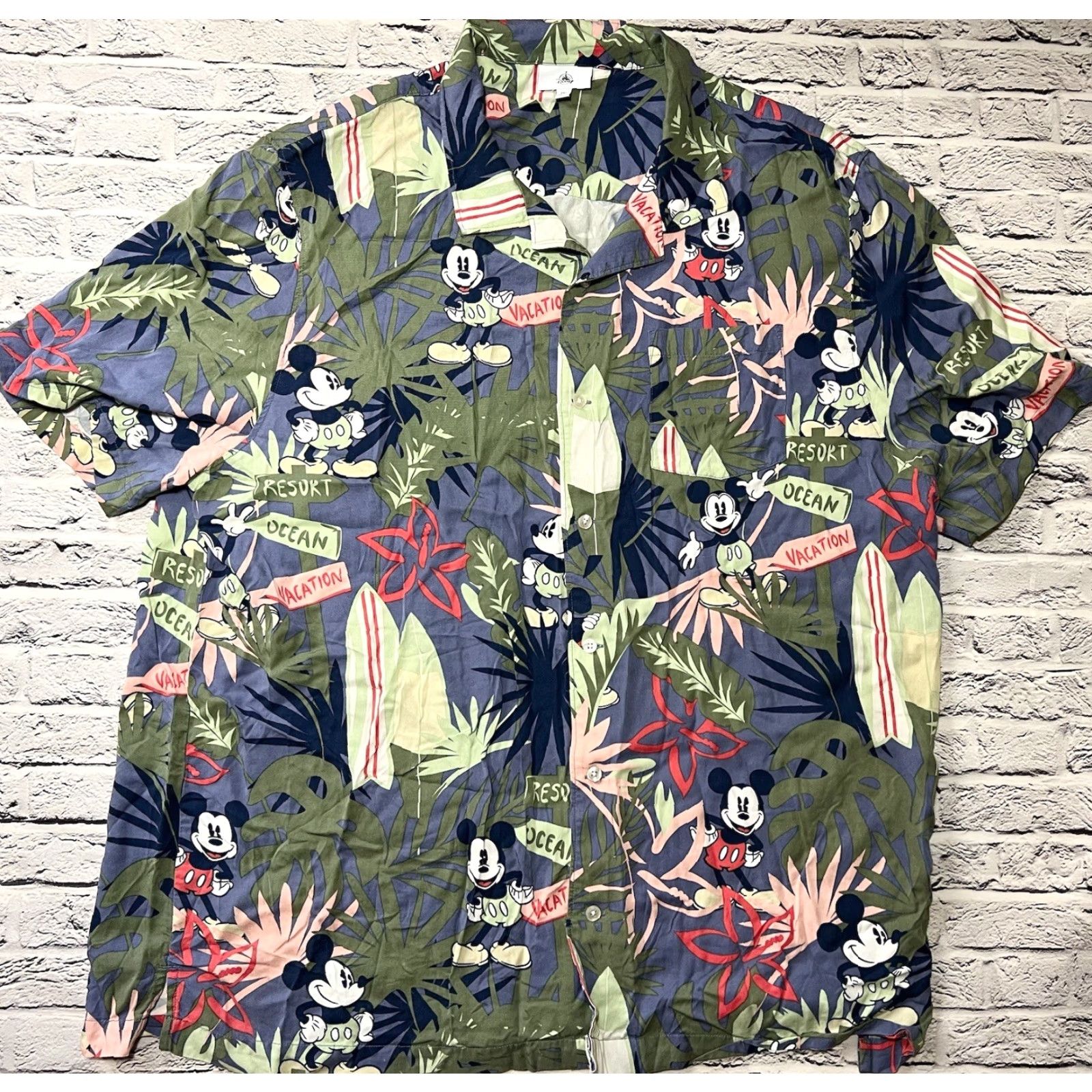 Disney Disney Hawaiian Camp Shirt Mickey Print Floral Button-Up 2XL Men Multicolor Short Sleeve Casual Size US XXL / EU 58 / 5 - 2 Thumbnail