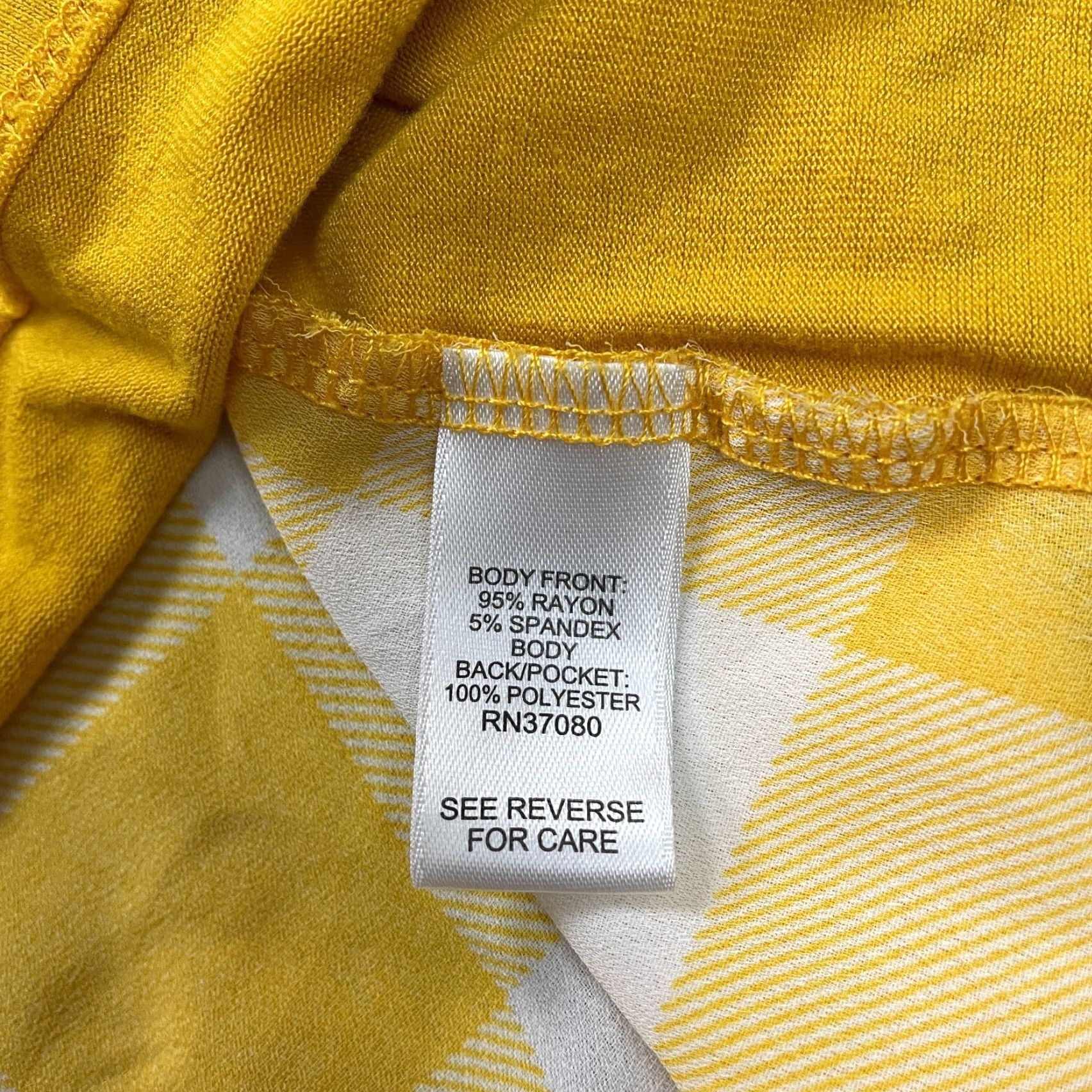 Vintage Cato Blouse Womens 20W Plus Yellow Check Short Sleeve Round Neck Knit Rayon Spandex Casual Size 3XL / US 20-22 - 7 Thumbnail