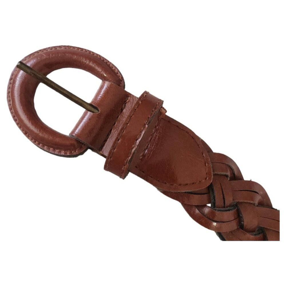 Designer Vintage Ladies Brown Braided Leather Belt Size 18/20 Size ONE SIZE - 3 Thumbnail