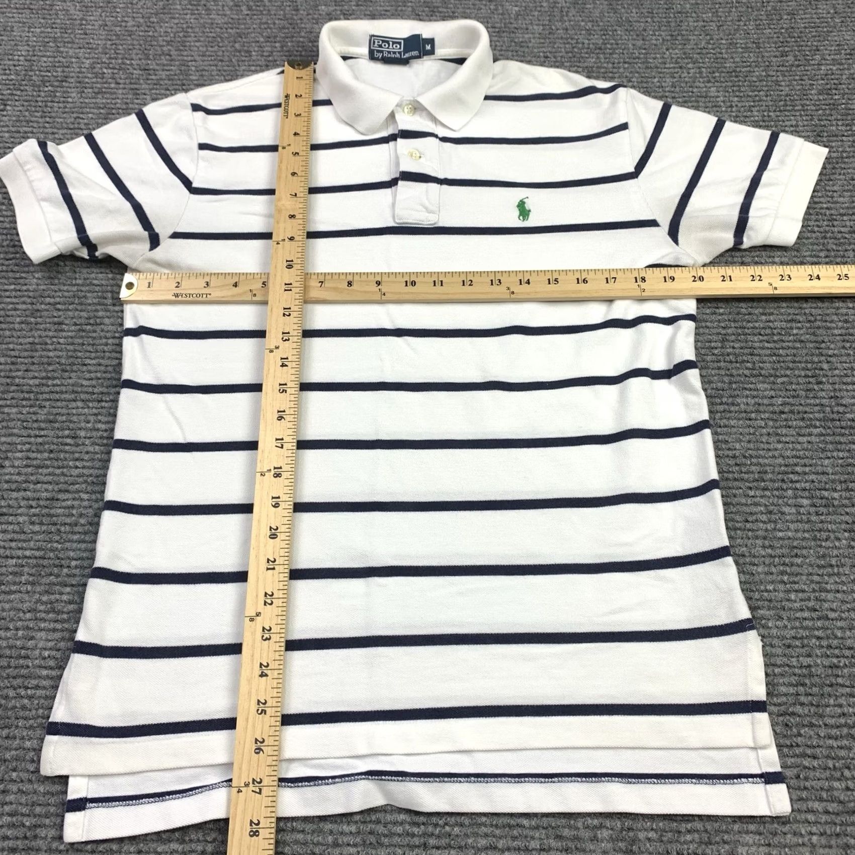 Polo Ralph Lauren Polo Ralph Lauren Polo Shirt Striped Short Sleeve Embroidered Pony White With Blue Stripes Mens M Size US M / EU 48-50 / 2 - 4 Thumbnail