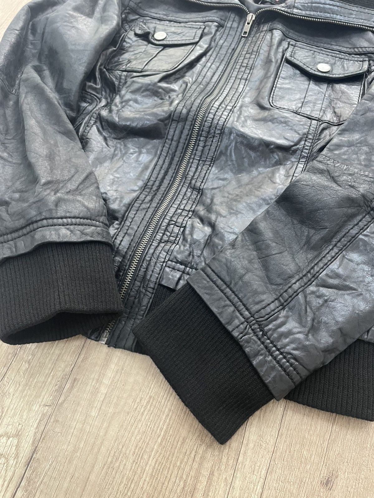 14th Addiction Rare leather bomber jacket 14th addiction style multipocket Size US M / EU 48-50 / 2 - 8 Thumbnail