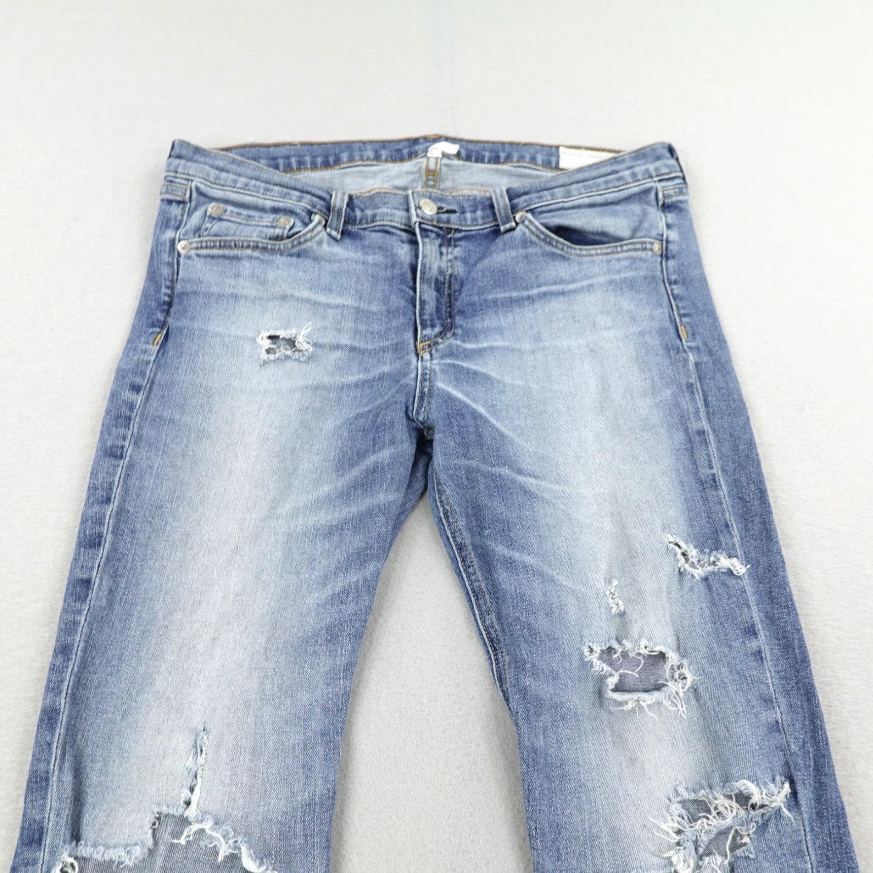 Rag & Bone VINTAGE Rag & Bone Crop Jeans Womens 32 Denim Distressed Frayed Hem Mid Rise Stretch Pockets 2010s Size 24" / US 00 / IT 34 - 2 Thumbnail