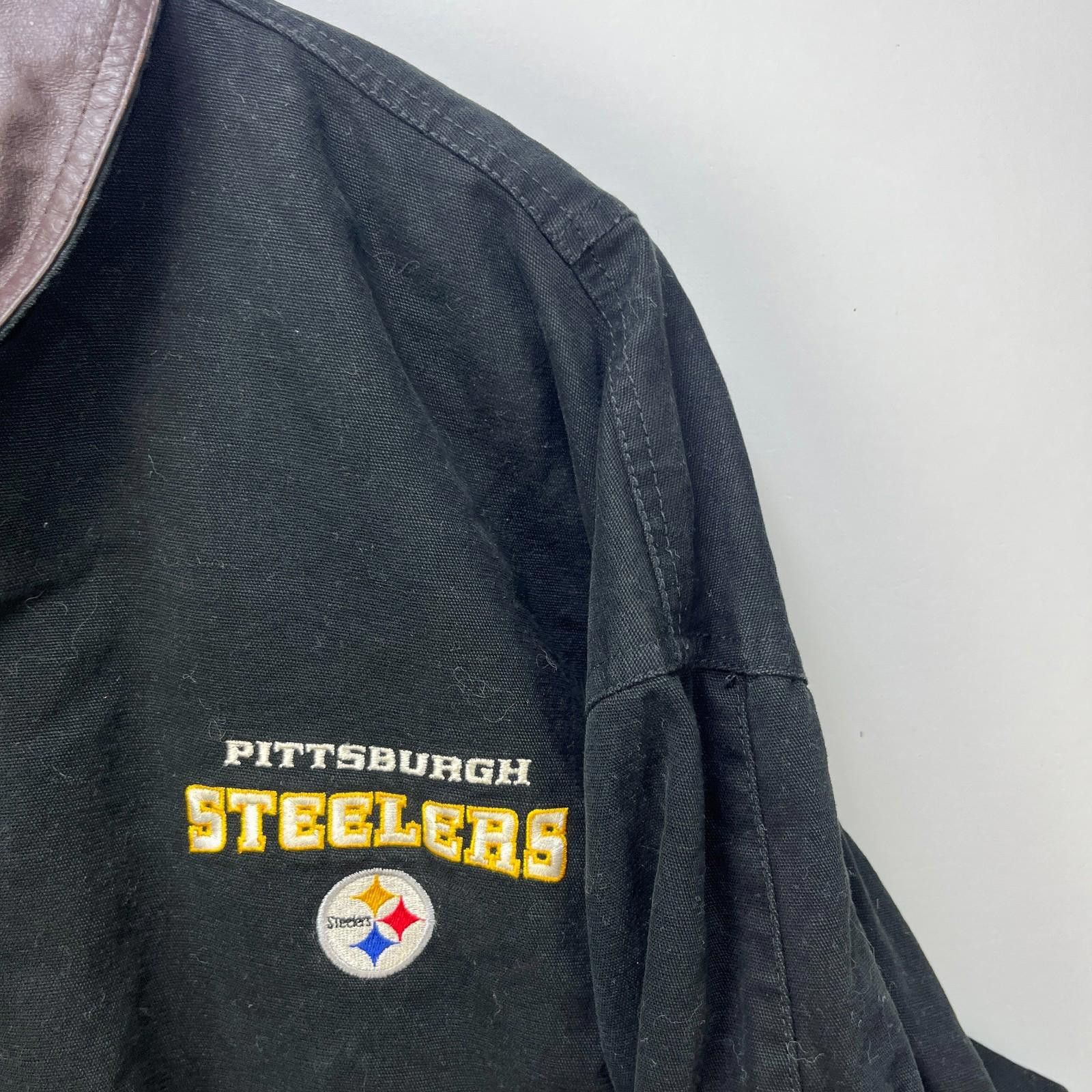 Designer Vintage 90s Pittsburgh Steelers Dunbrooke Collar Jacket XL Size ONE SIZE - 3 Thumbnail