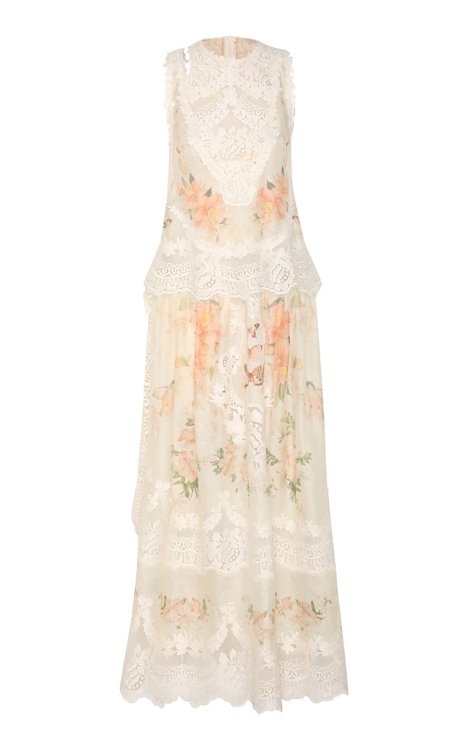 Zimmermann oc11z0525 Natura Lace-Trimmed Linen-Silk Maxi Dress Size S / US 4 / IT 40 - 2 Thumbnail