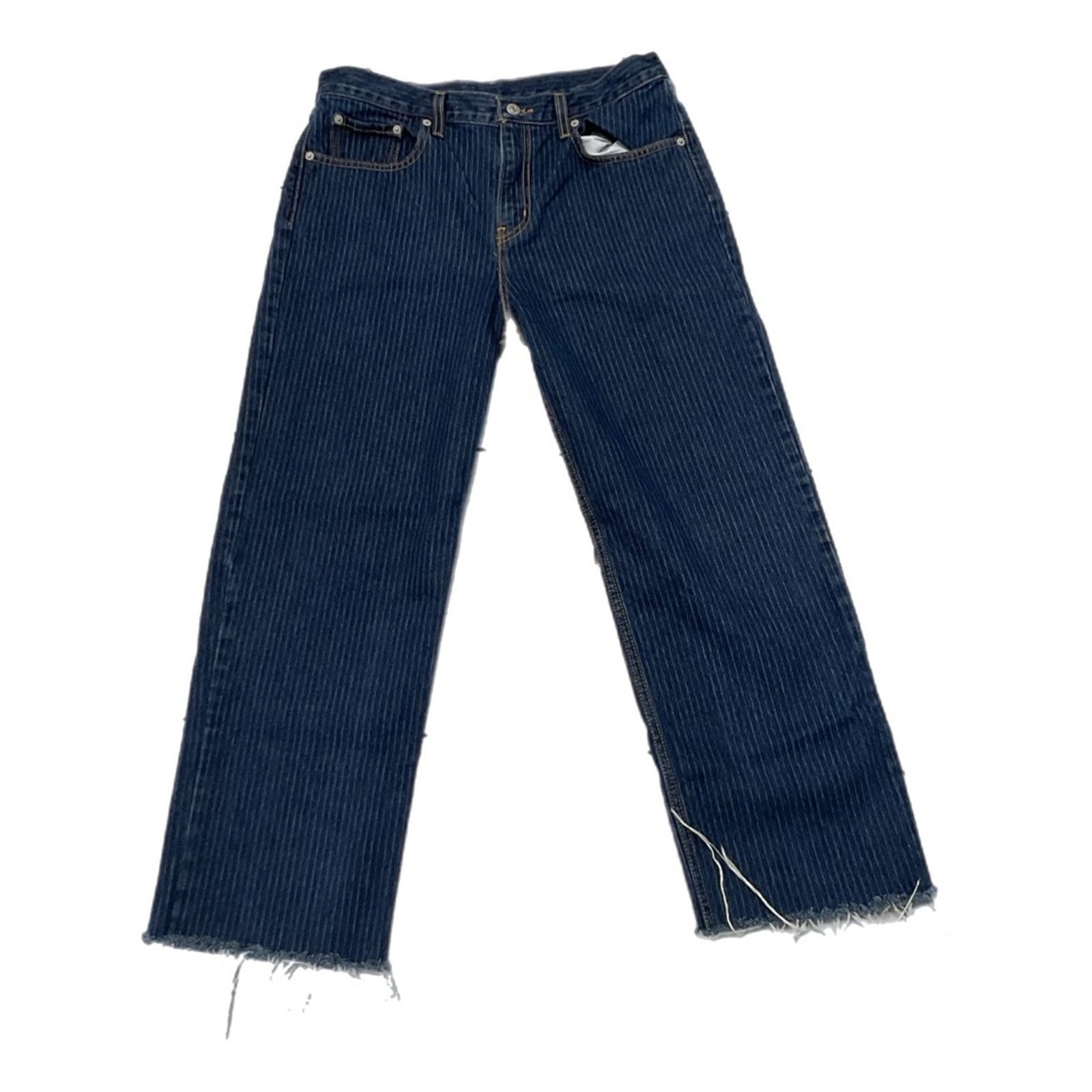 Levi's Levi’s Low Pro Women’s Pin Stripe Frayed Hem Jeans Size 30" / US 8 / IT 44 - 1 Thumbnail