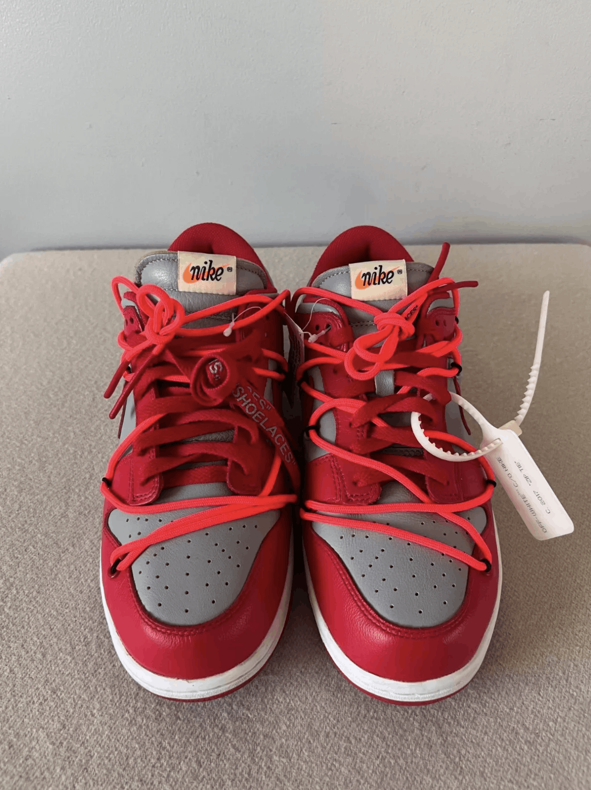 Nike × Off-White Off White Nike Dunk Low in University Red Size US 8.5 / EU 41-42 - 4 Thumbnail