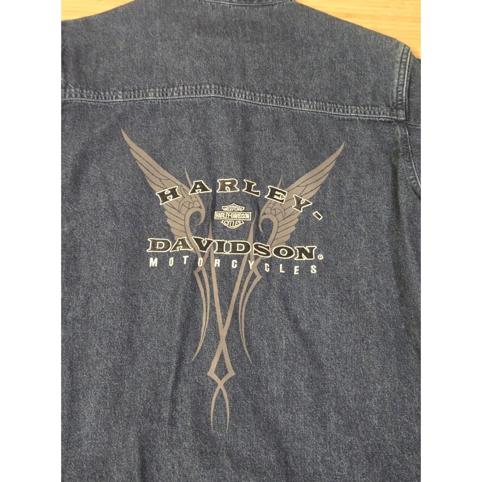 Harley Davidson VINTAGE Harley-Davidson Jacket Womens Small Denim Button Up Motorcycle Biker Eagle Size S / US 4 / IT 40 - 7 Thumbnail