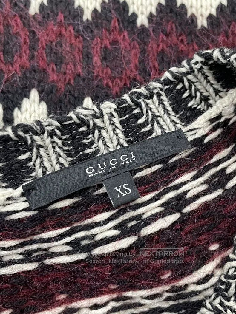 Gucci Gucci Red, white and black studded woollen horsehair sweat Size US XS / EU 42 / 0 - 5 Thumbnail