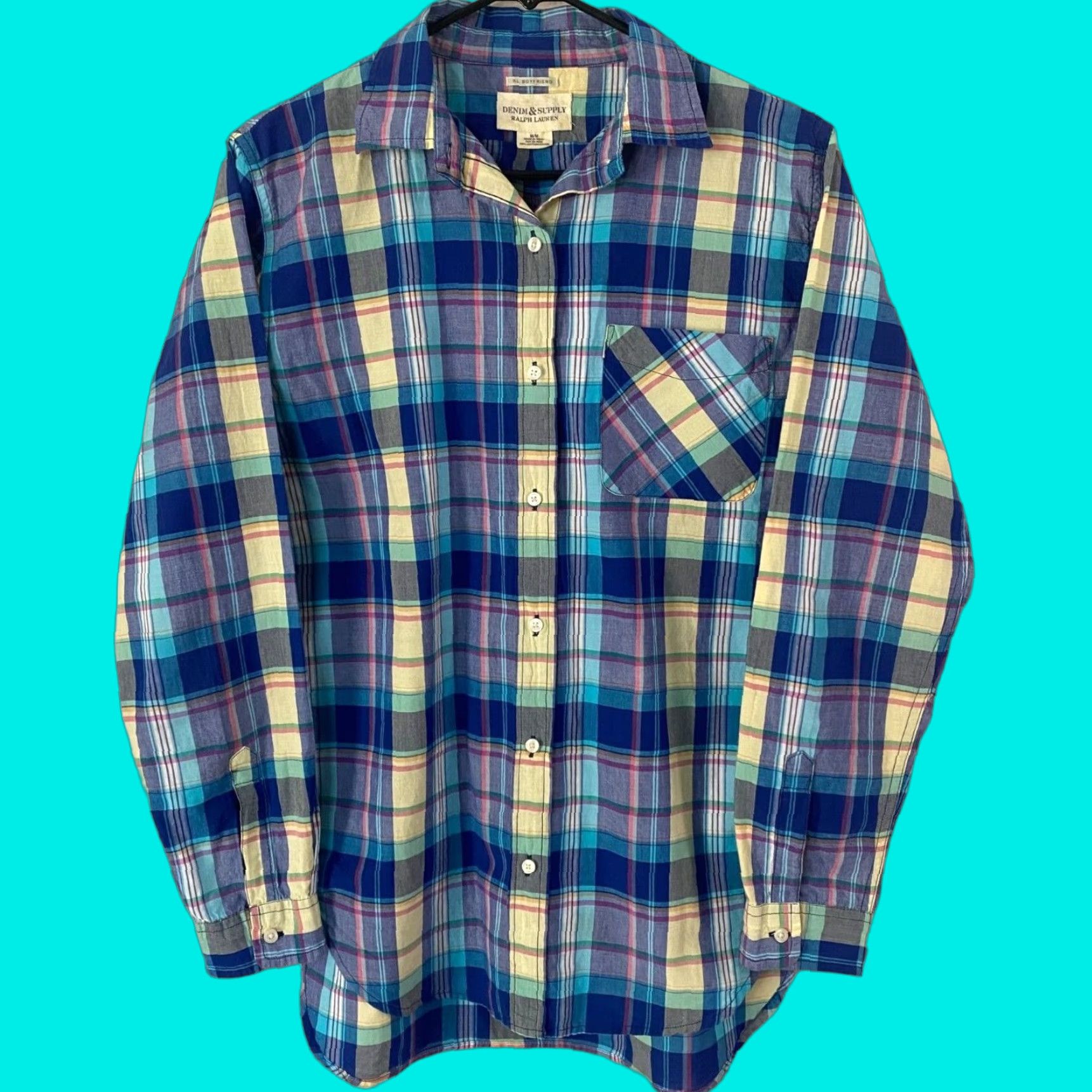 Ralph Lauren Ralph Lauren Denim & Supply Button-Up Shirt Womens Medium Blue Plaid Long-Sleeve Size M / US 6-8 / IT 42-44 - 1 Thumbnail