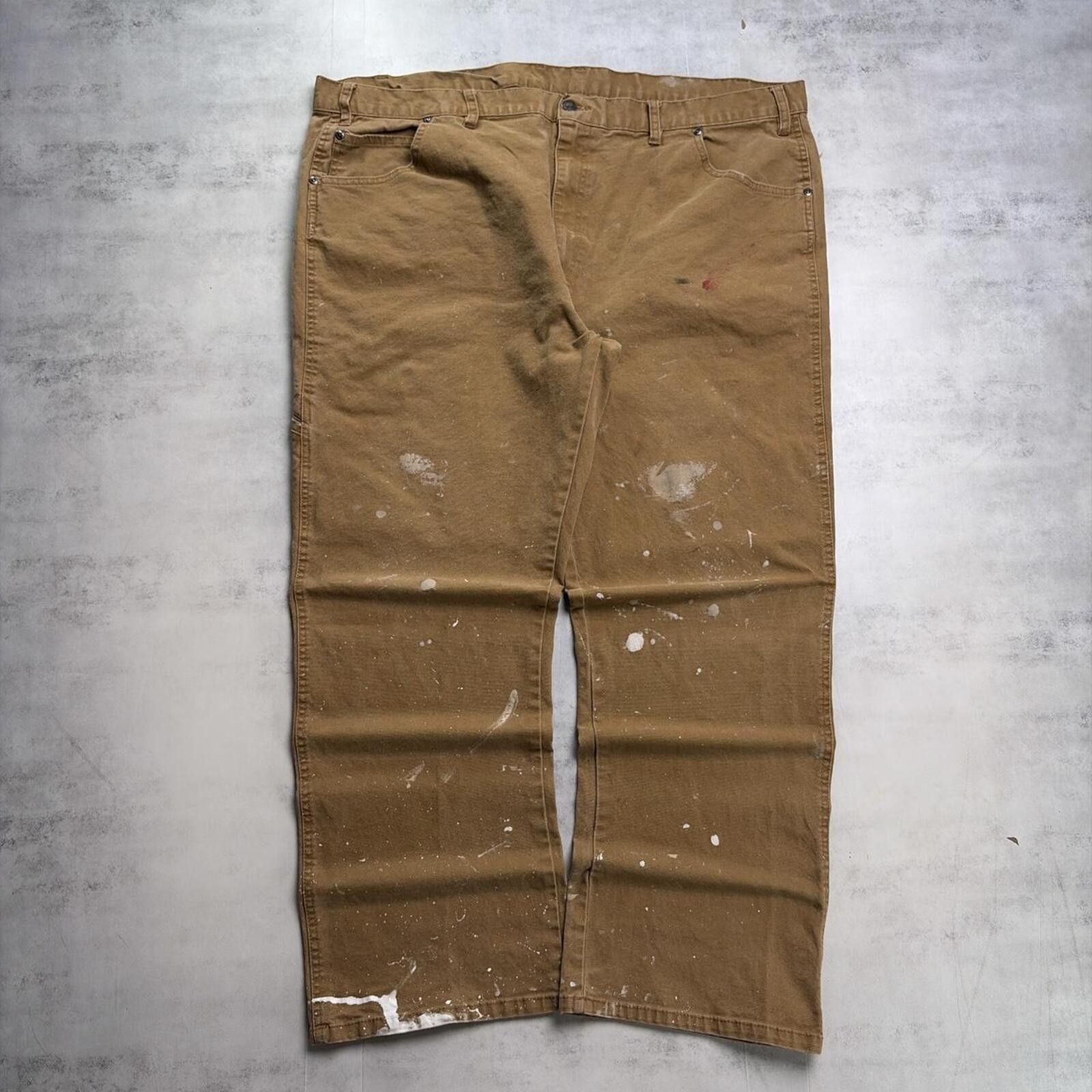 Dickies Y2K Tan Dickies Grunge Baggy Distressed Paint Splatter Pants Size US 44 / EU 60 - 2 Thumbnail
