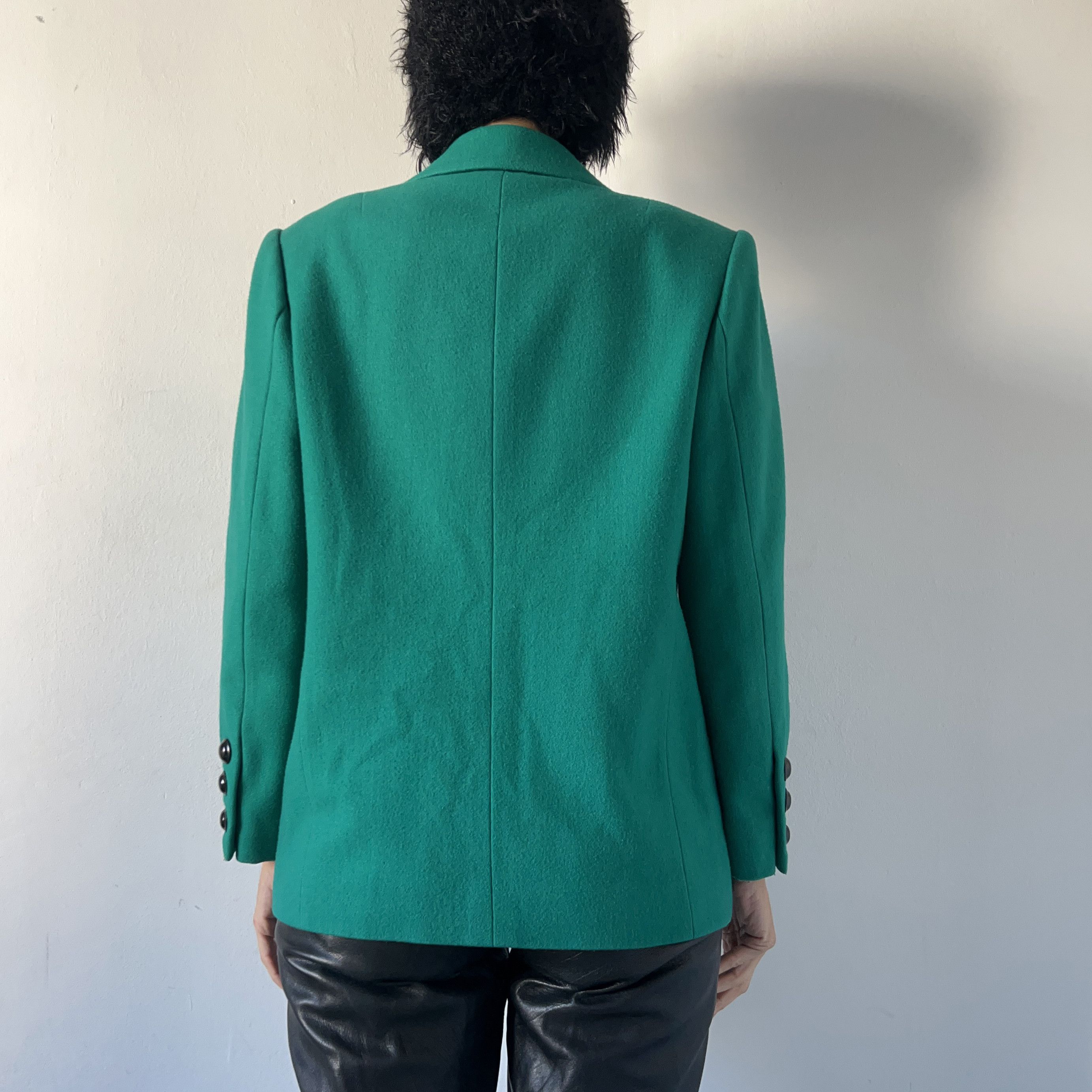 Vintage Vintage 90s Pure Wool Green Jacket Size M / US 6-8 / IT 42-44 - 3 Thumbnail