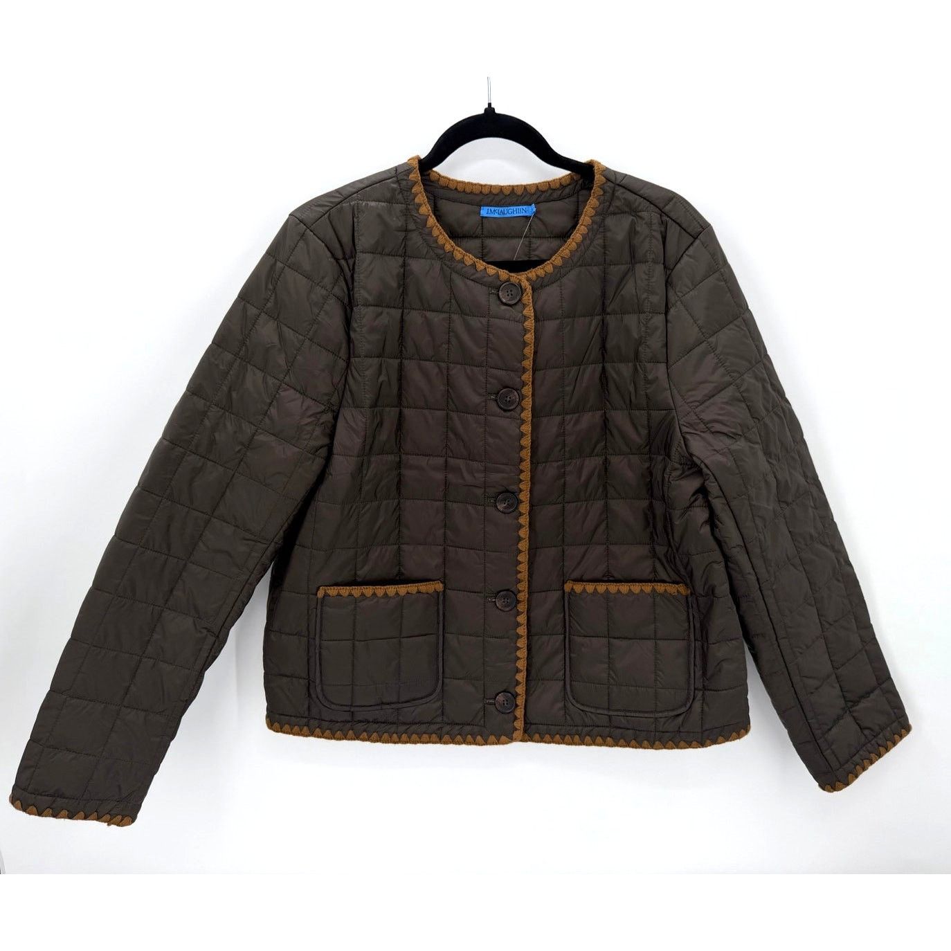 J.McLaughlin NWT J. McLaughlin Danilka Olive Green/Brown Quilted Jacket Size XL / US 12-14 / IT 48-50 - 1 Thumbnail